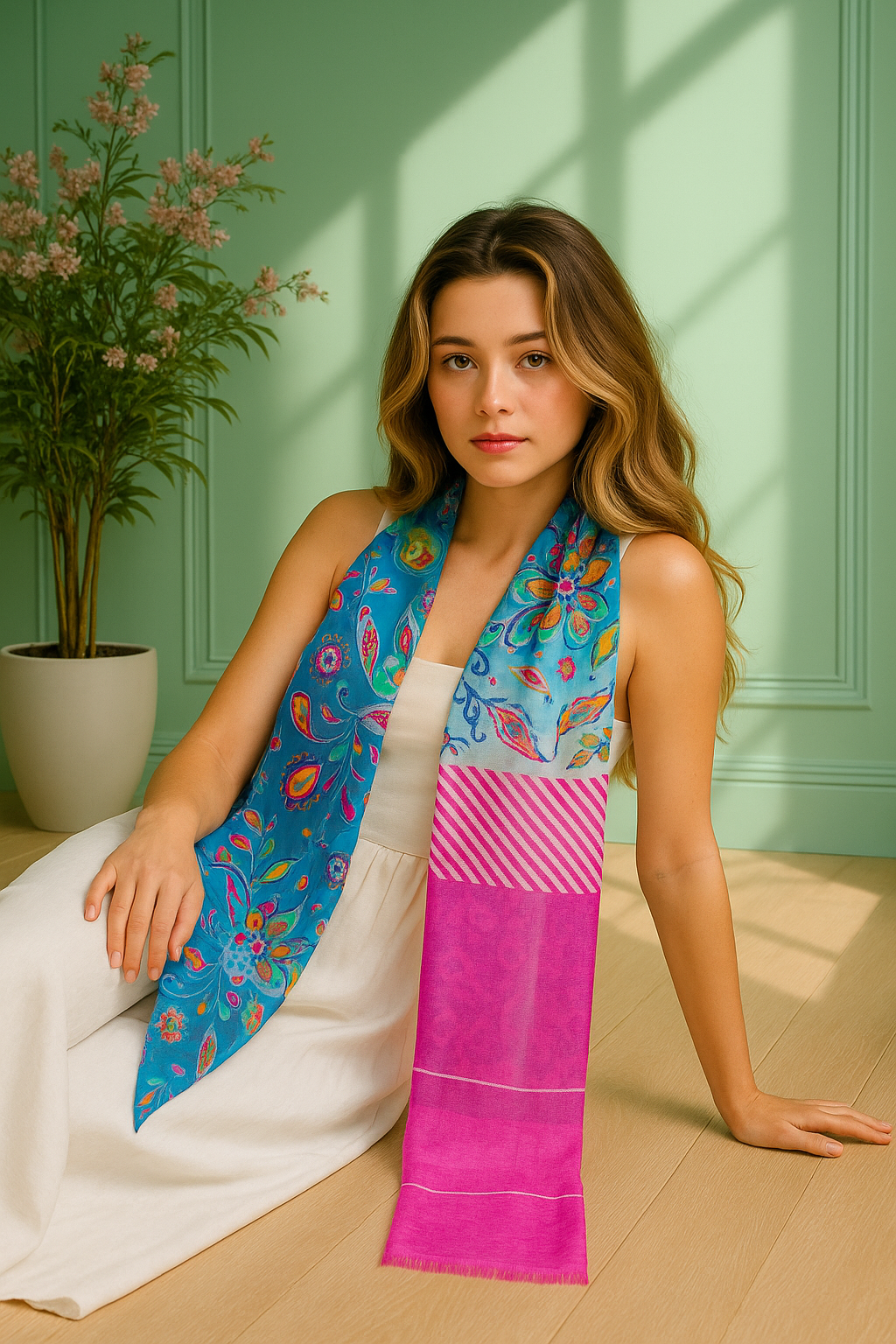 Marine Mix Scarf Royal Blue