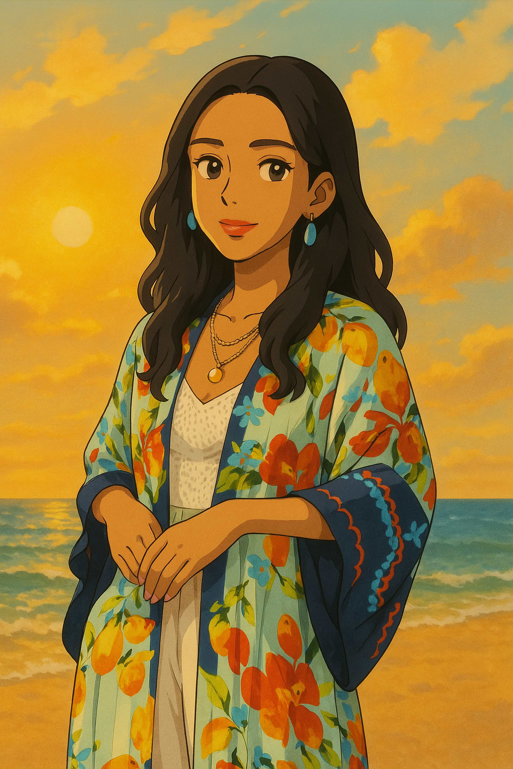 Citrus Print Kimono Long