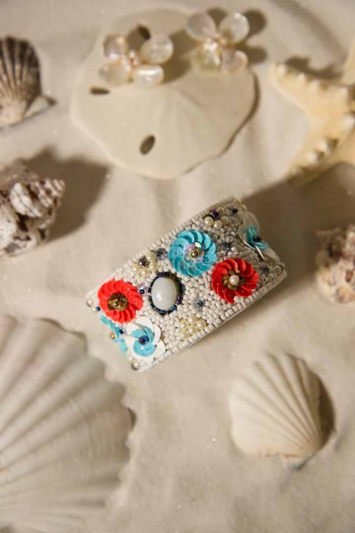Sequin Floral Bracelet Cuff