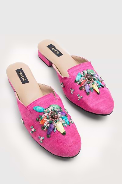 Pink Shell Mules Hot Pink