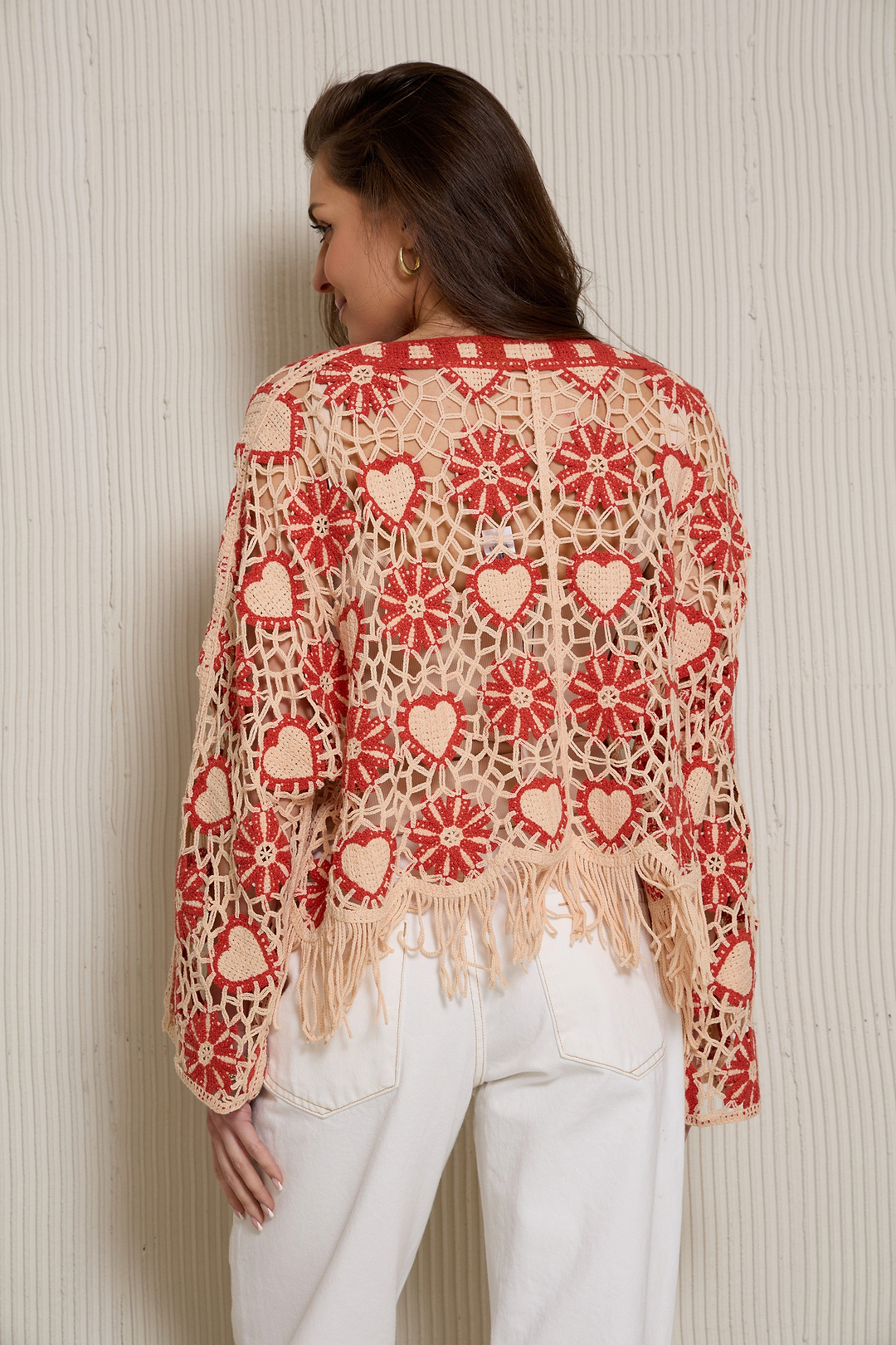 Flower Heart Crochet Poncho