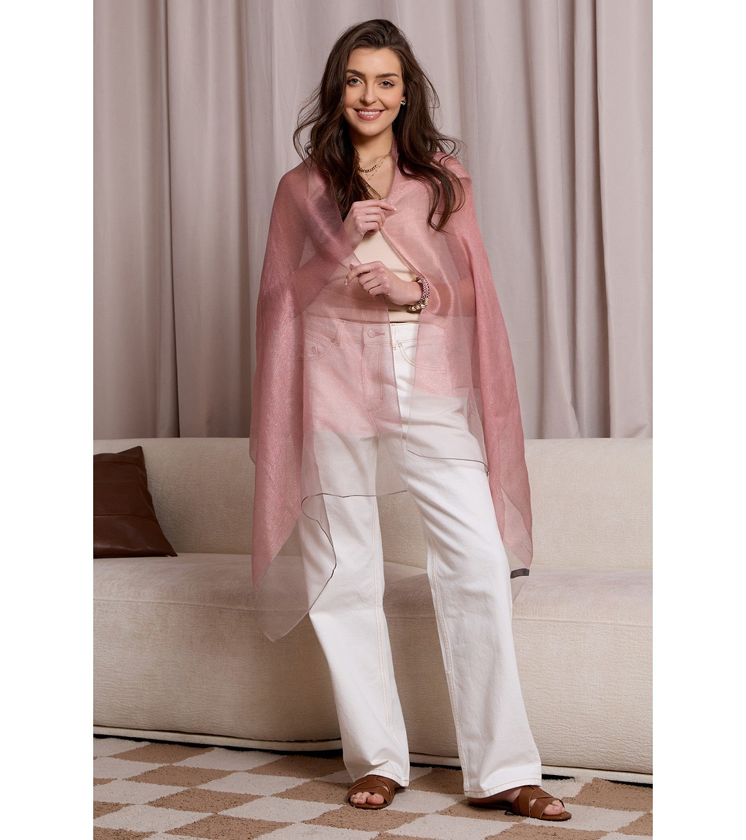Silk Sparkle Wrap Scarf Pink