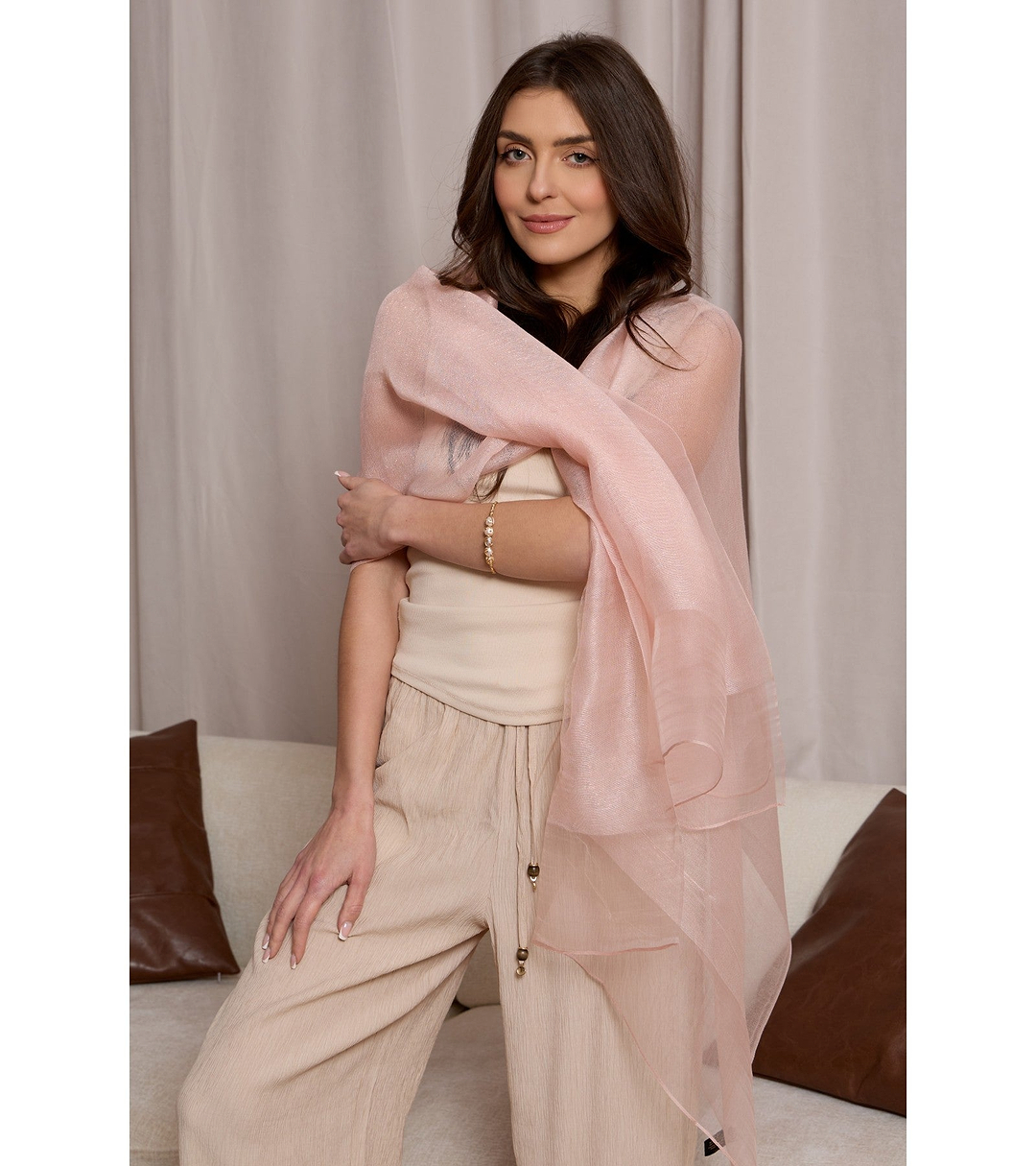 Silk Sparkle Wrap Scarf Light Pink