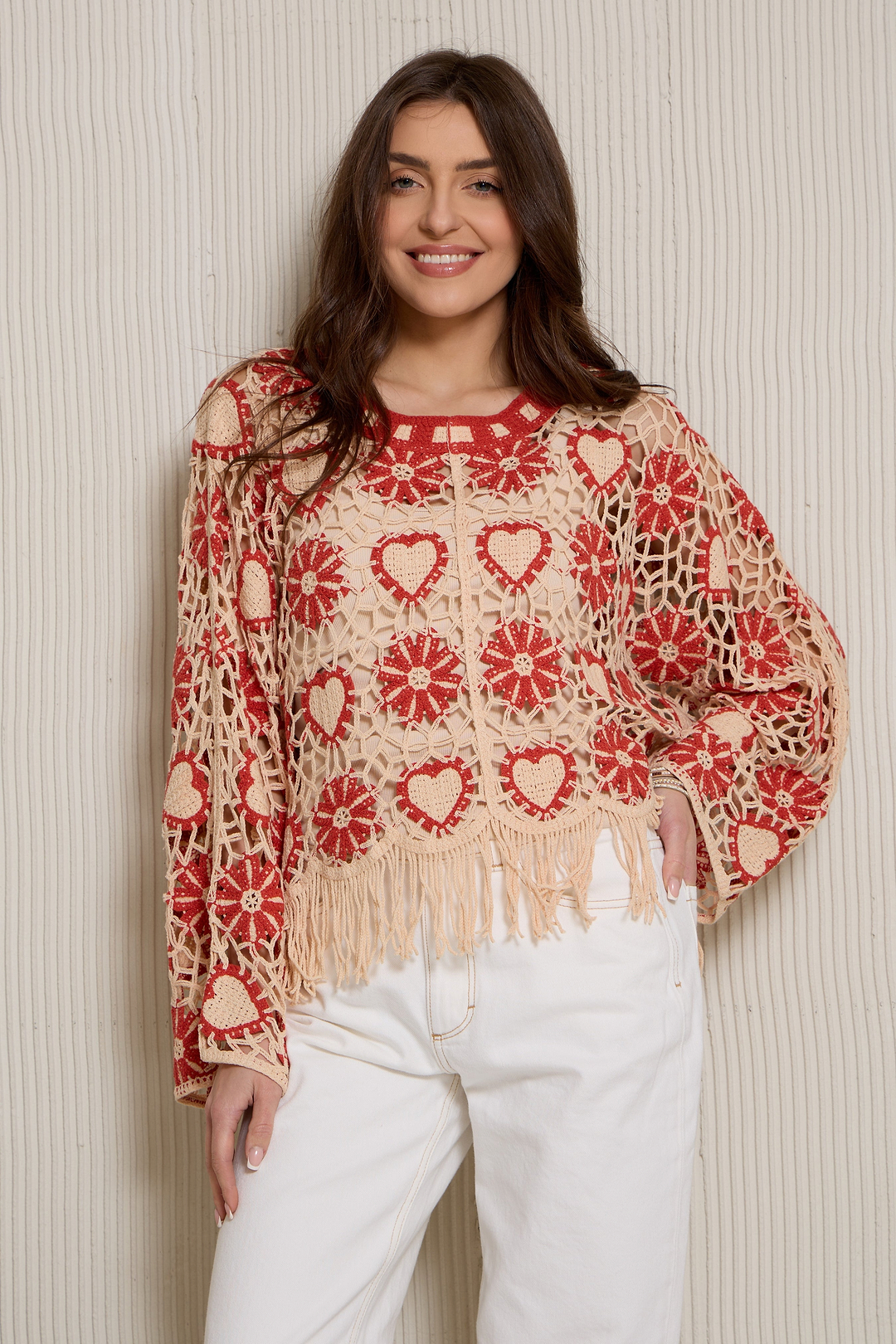 Flower Heart Crochet Poncho