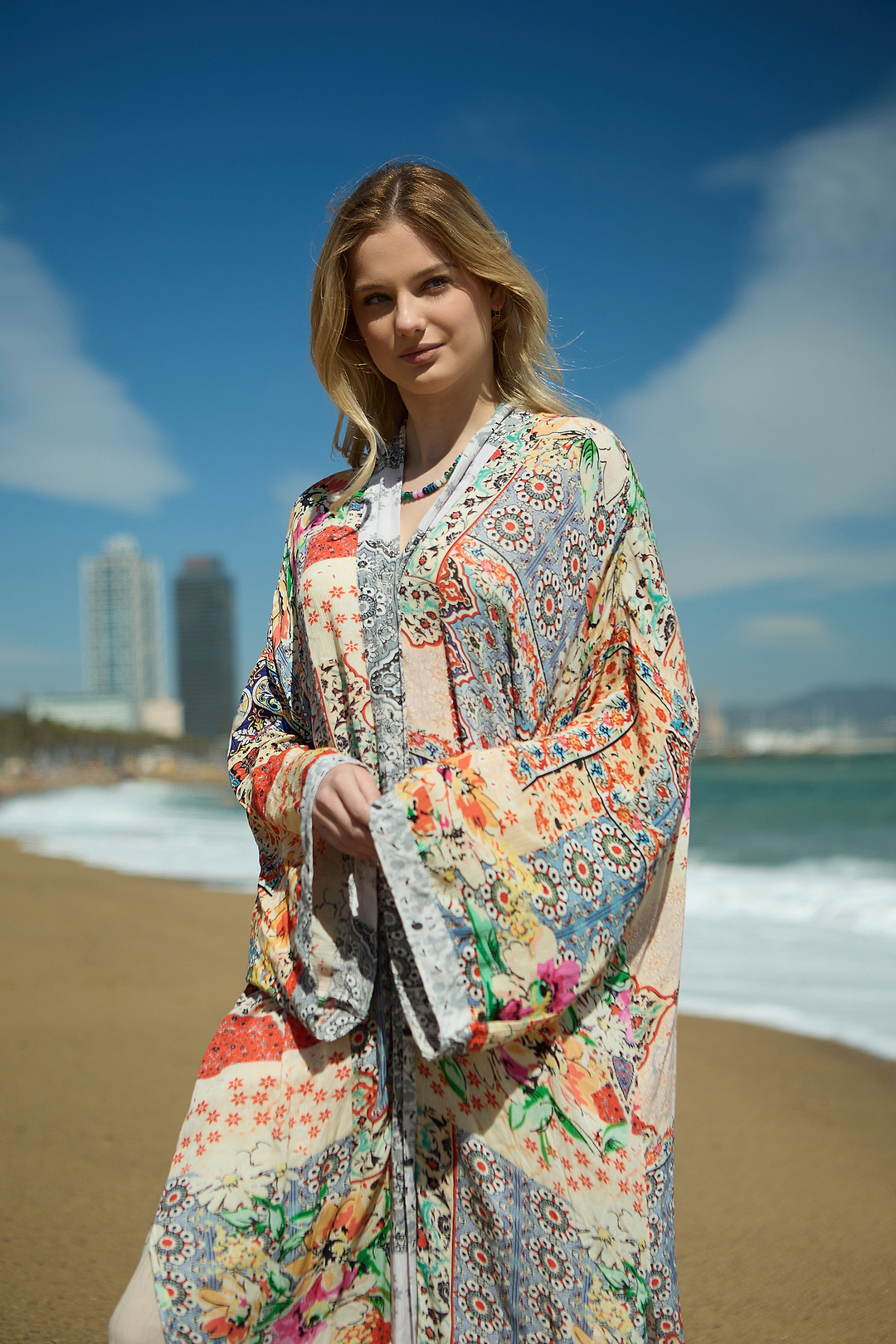 Mixed Floral Long Kimono Duster
