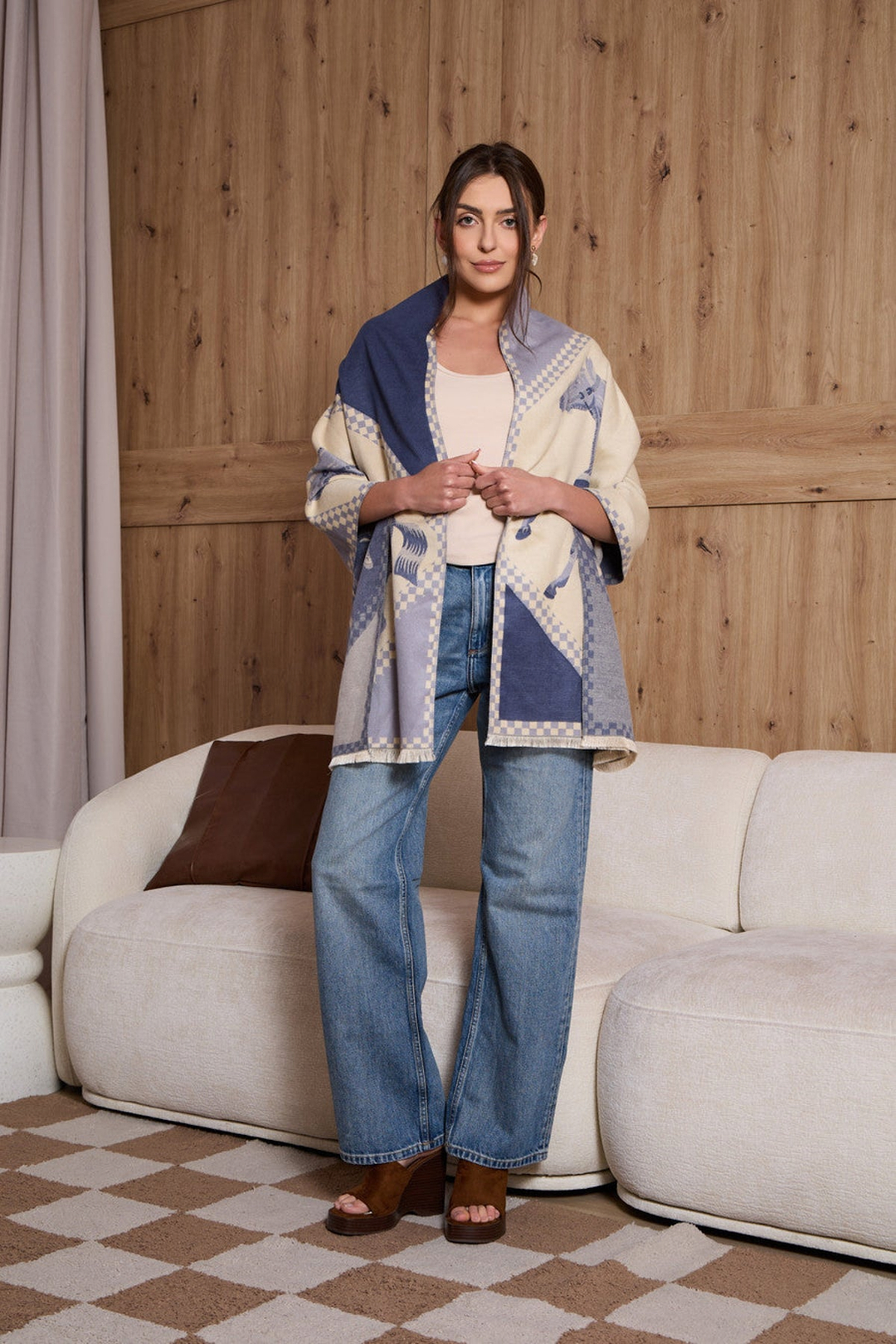 Equestrian Reversible Scarf - Blue