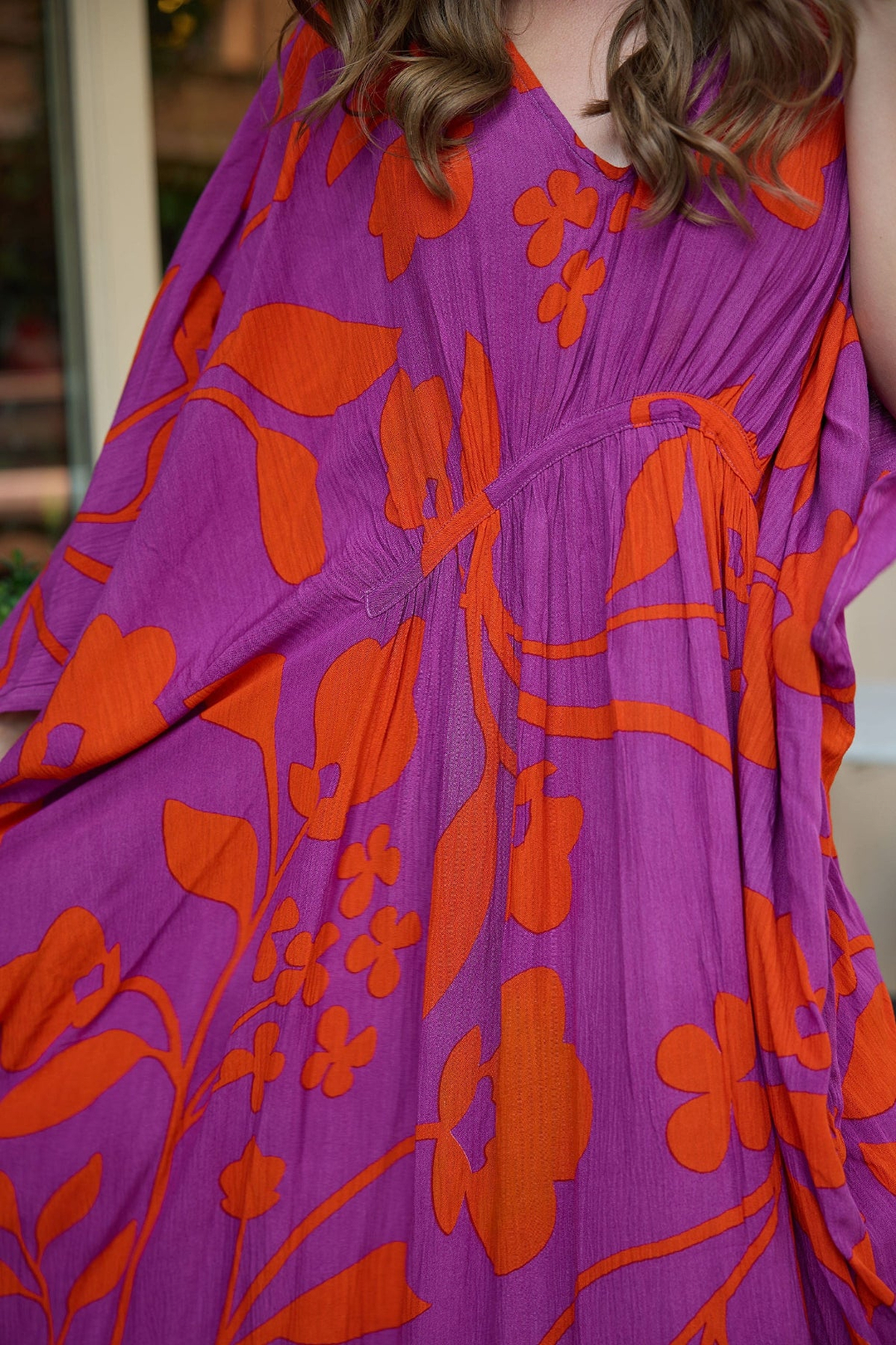 Bold Floral Kaftan Maxi Deep Pink