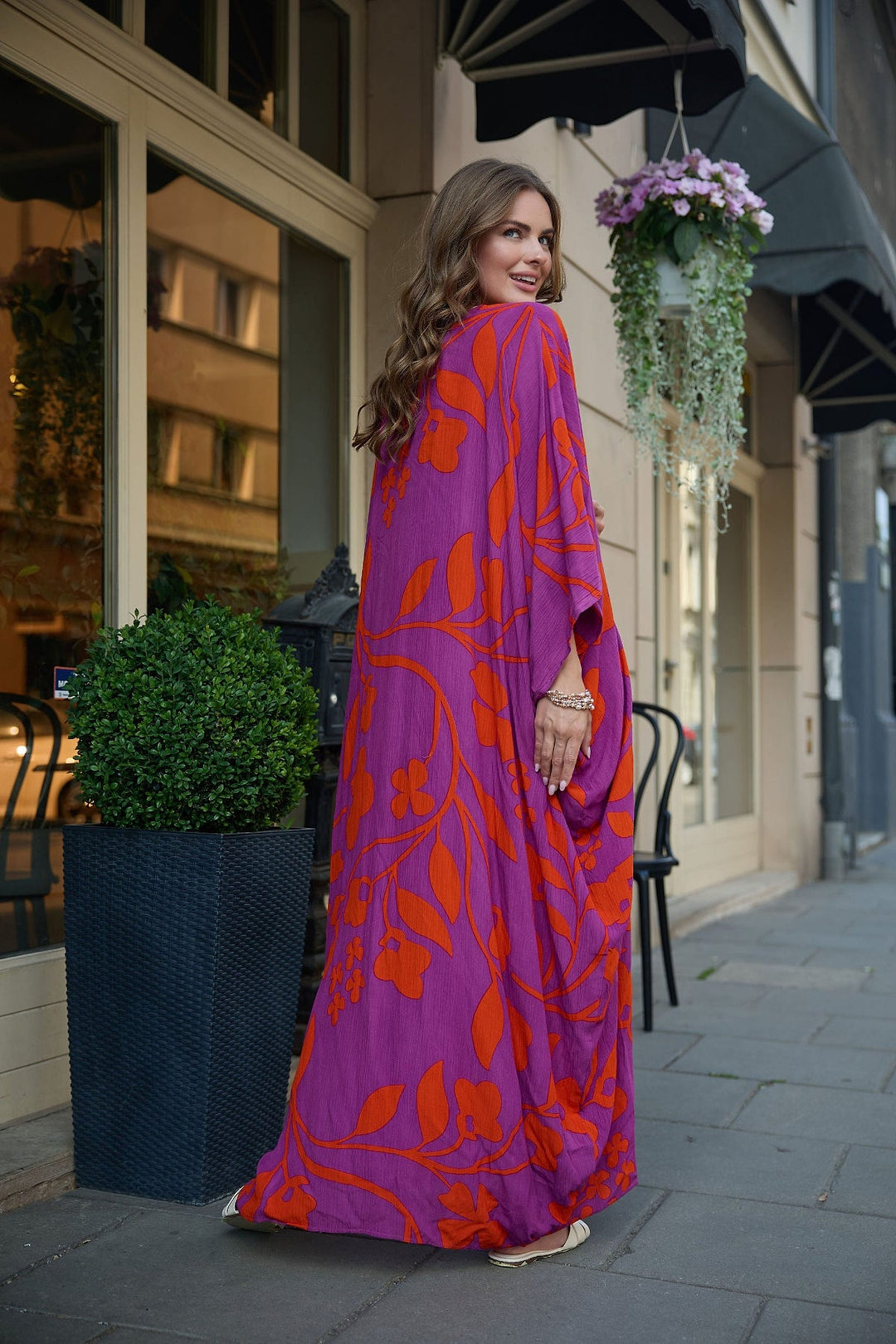 Bold Floral Kaftan Maxi Deep Pink