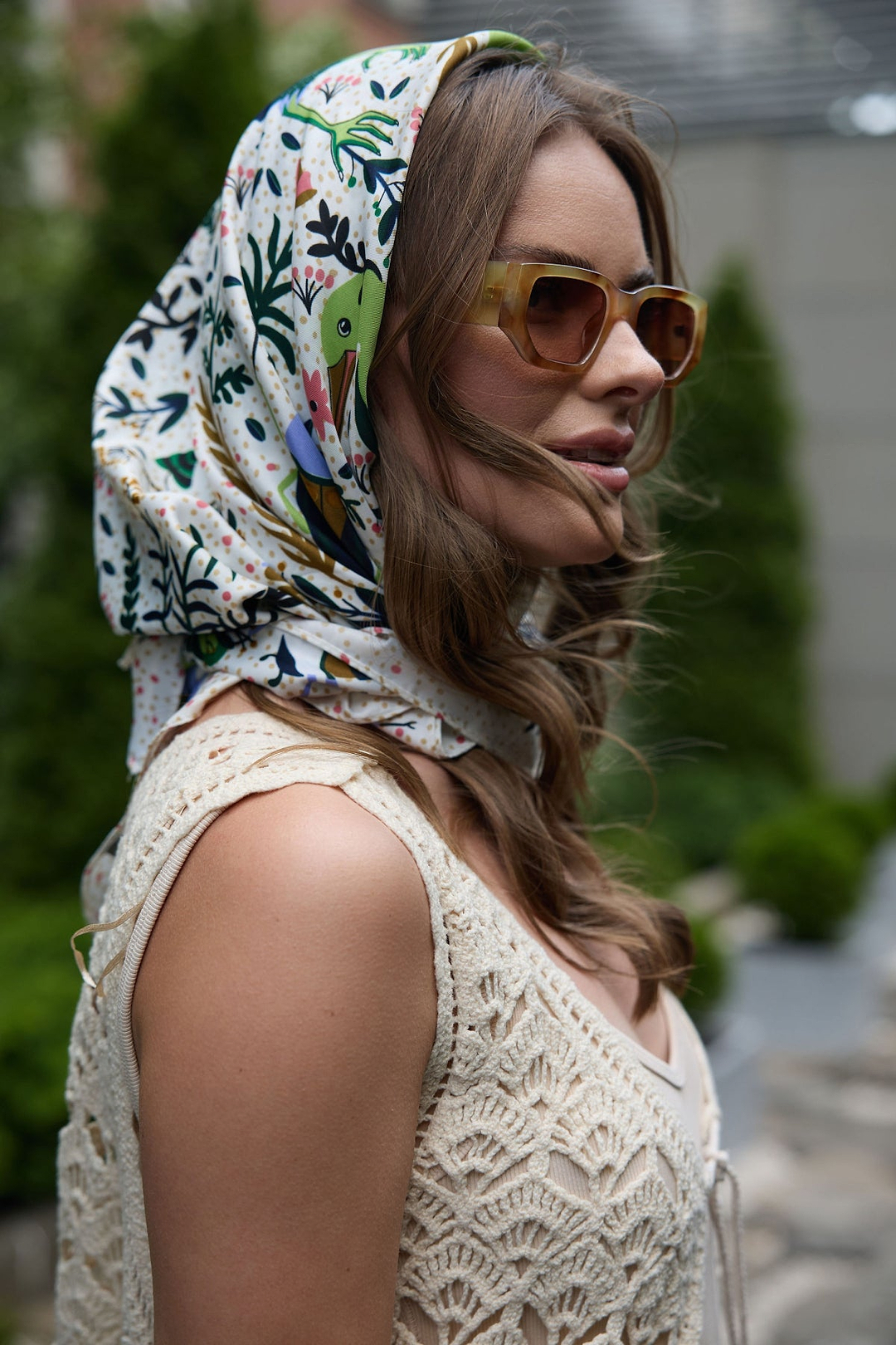 Birds And Insects Silk Bandana