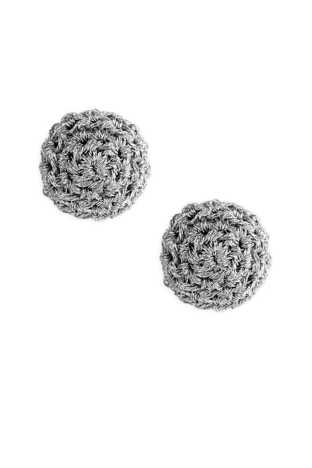 Metallic Crochet Stud Earring Silver