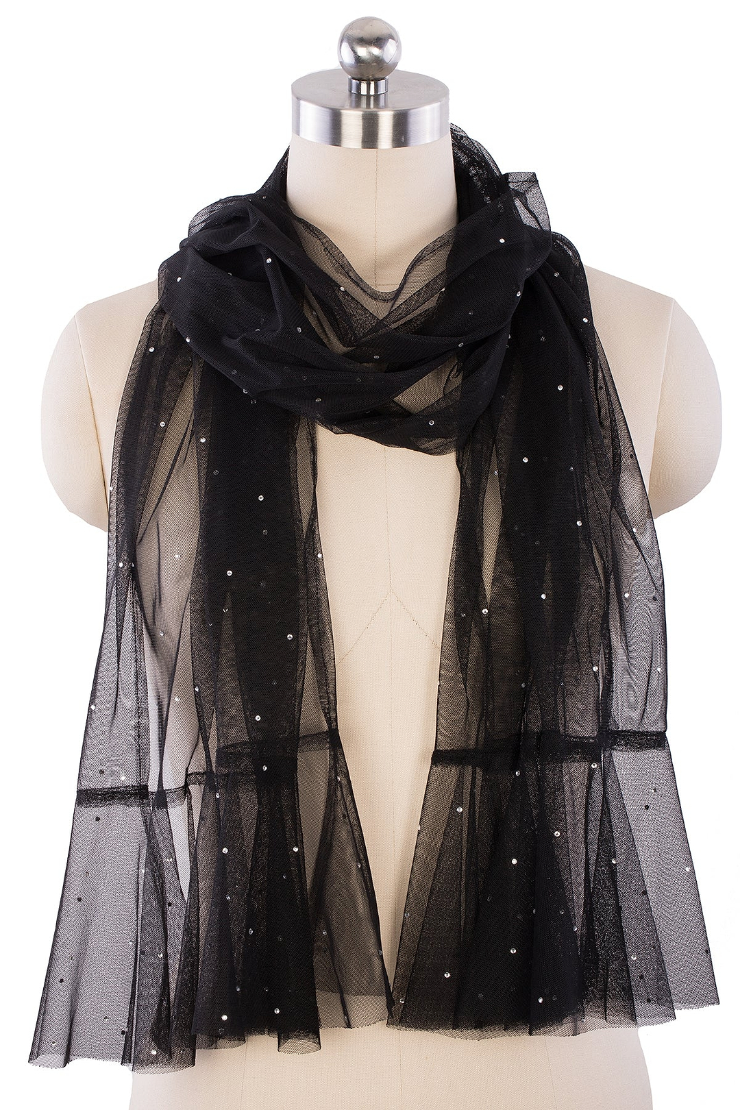 Glamazon Sheer Crystal Scarf Black