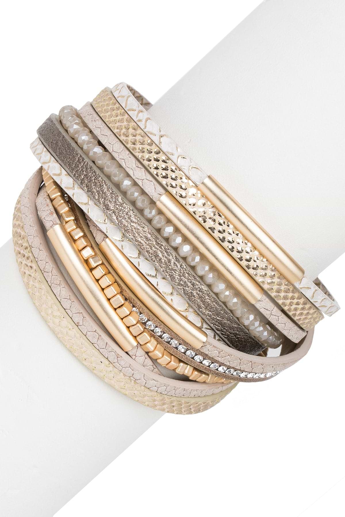 Glimmer Stackable Leather Bracelet with Crystals | Saachi – SAACHI