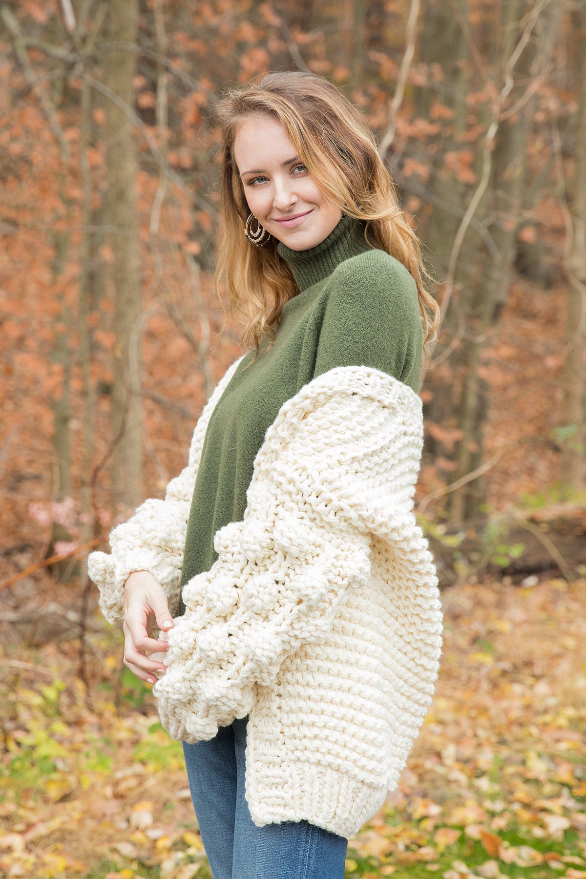 Knit Cardigan With Bauble Sleeves