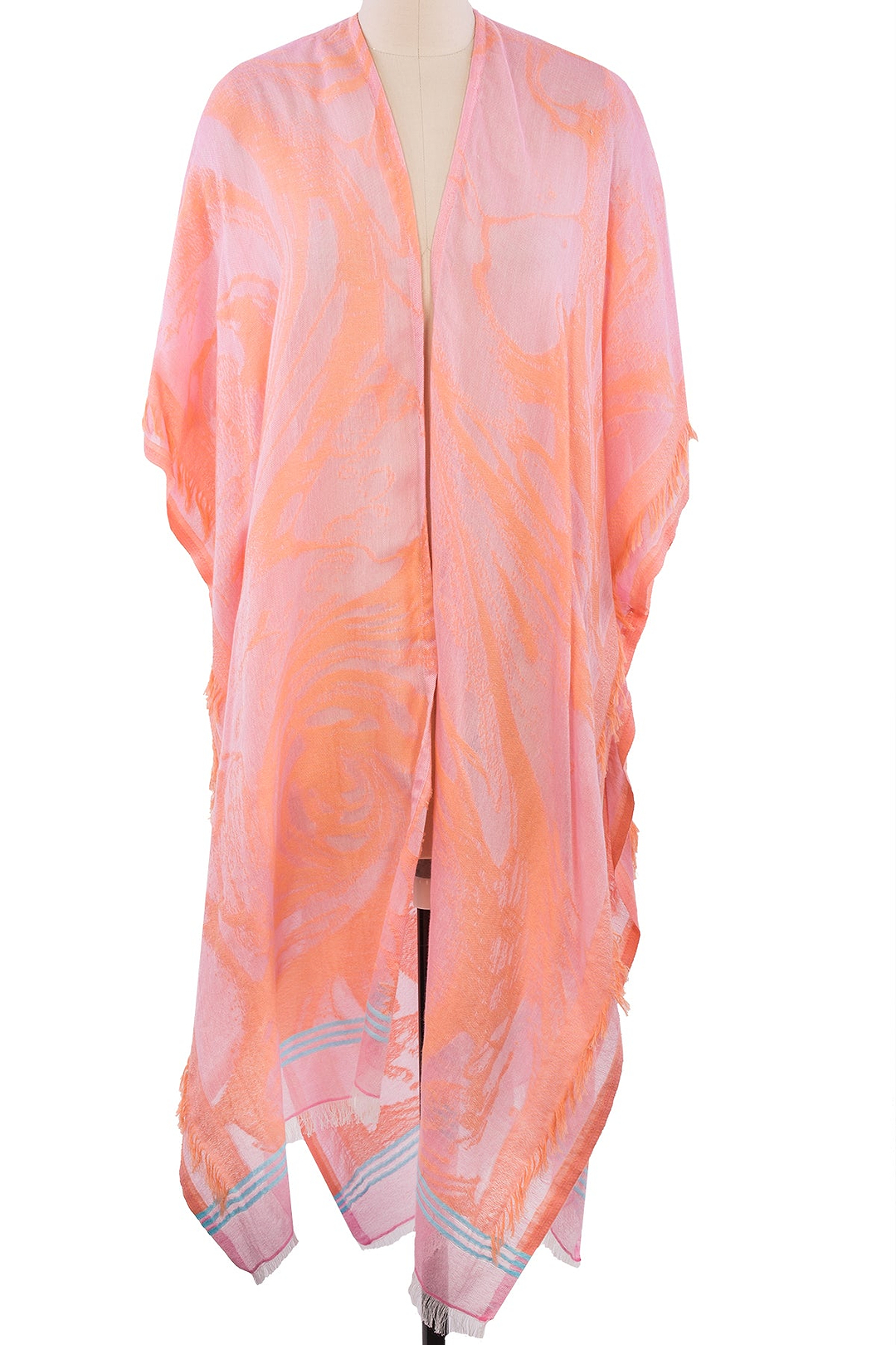 Vibrant Fringed Hem Ruana