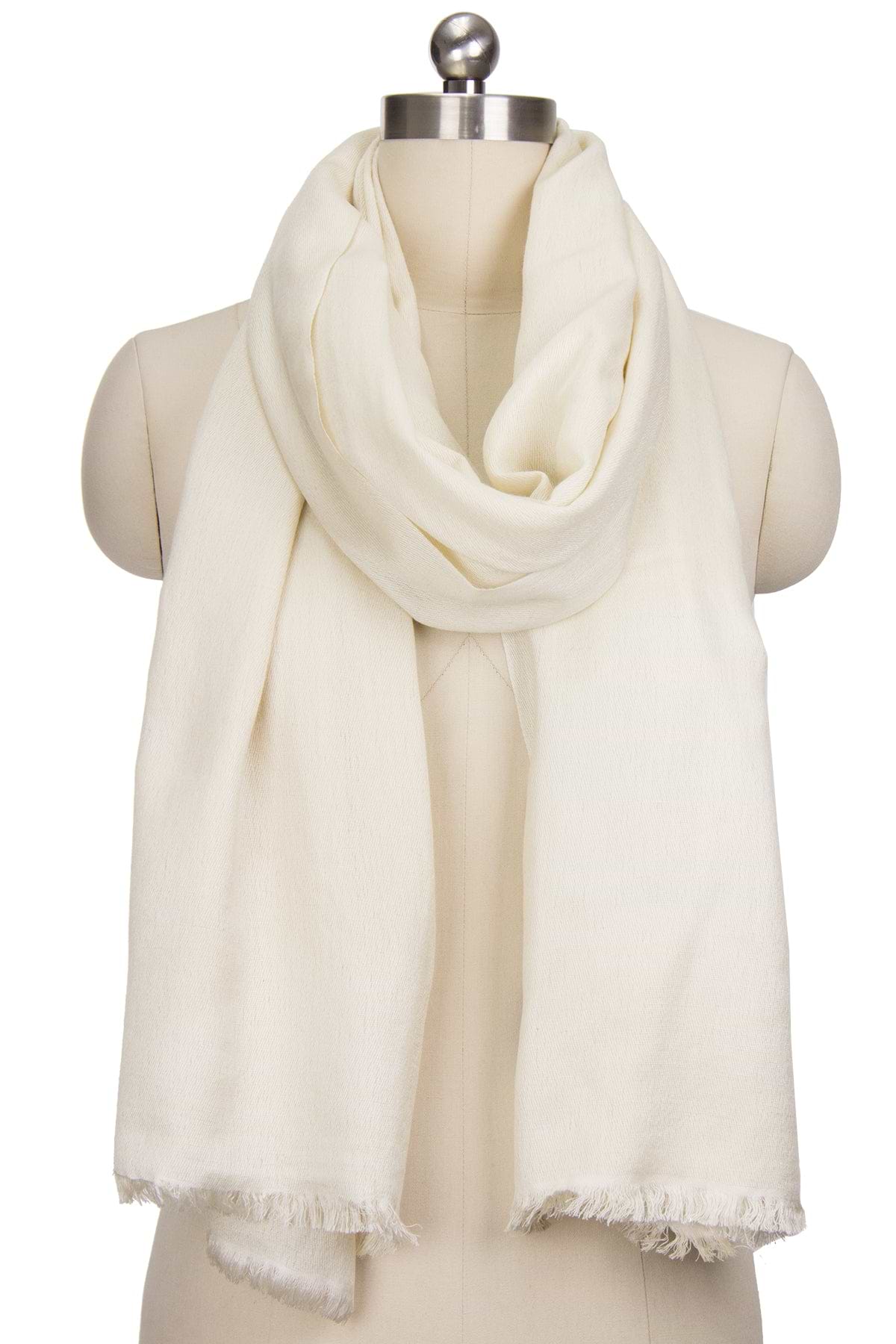 C-More Elegant Pashmina Silk Blend Soft Wrap Scarf Shawl For Women -30+  Solid Colors (Off White) , 26'' W x 72 L With 3'' Fringe at Amazon Women’s  