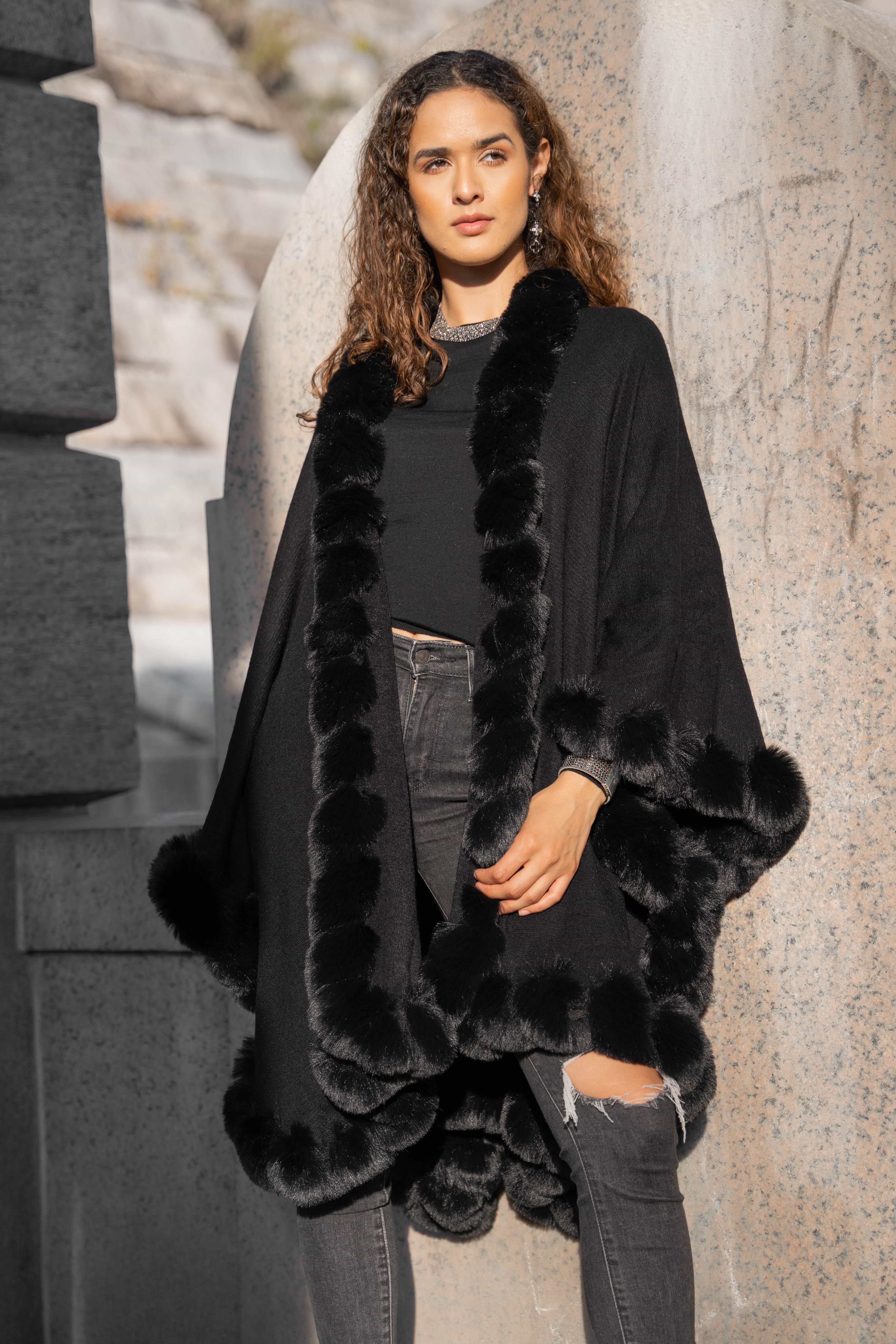 Faux Fur Cape Kimono – SAACHI
