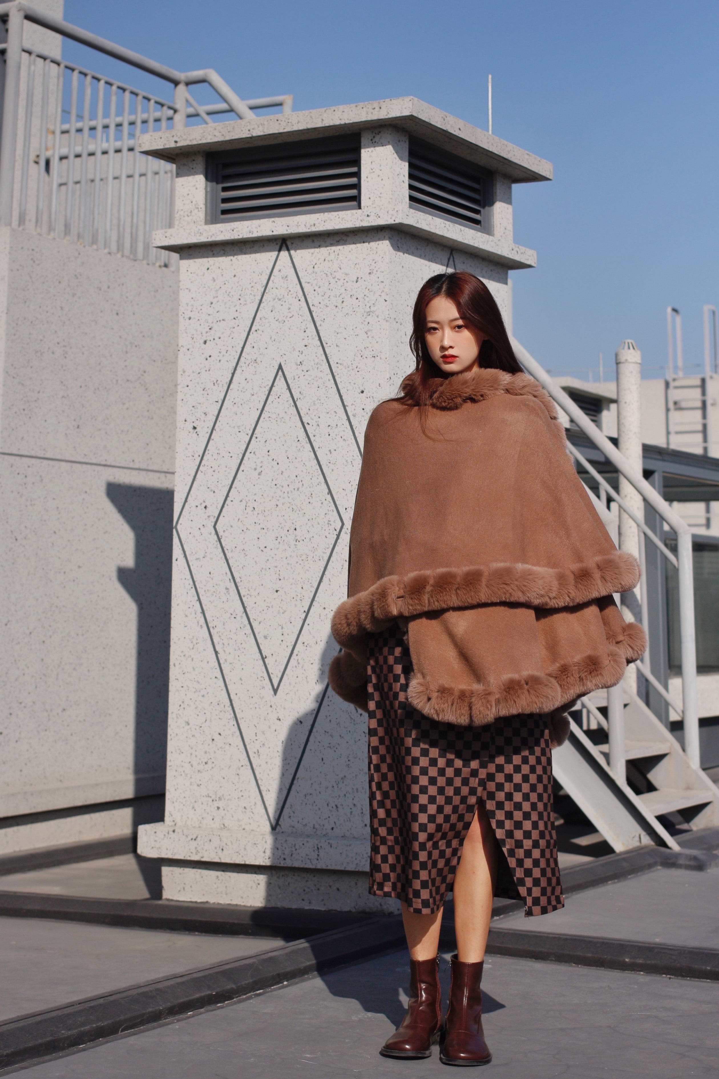 Faux Fur Cape Kimono – SAACHI