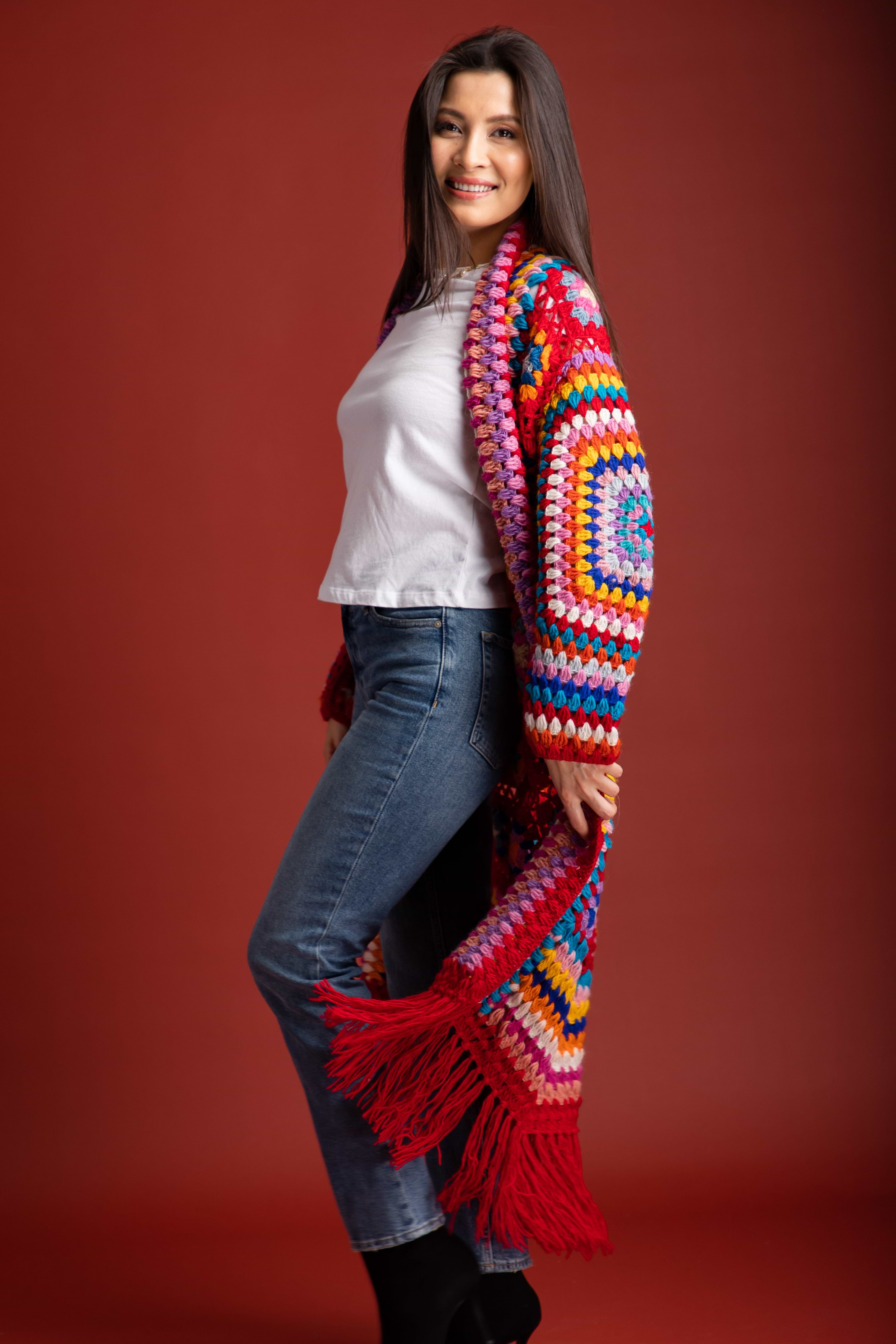 Fringed Crochet Kimono Long – SAACHI