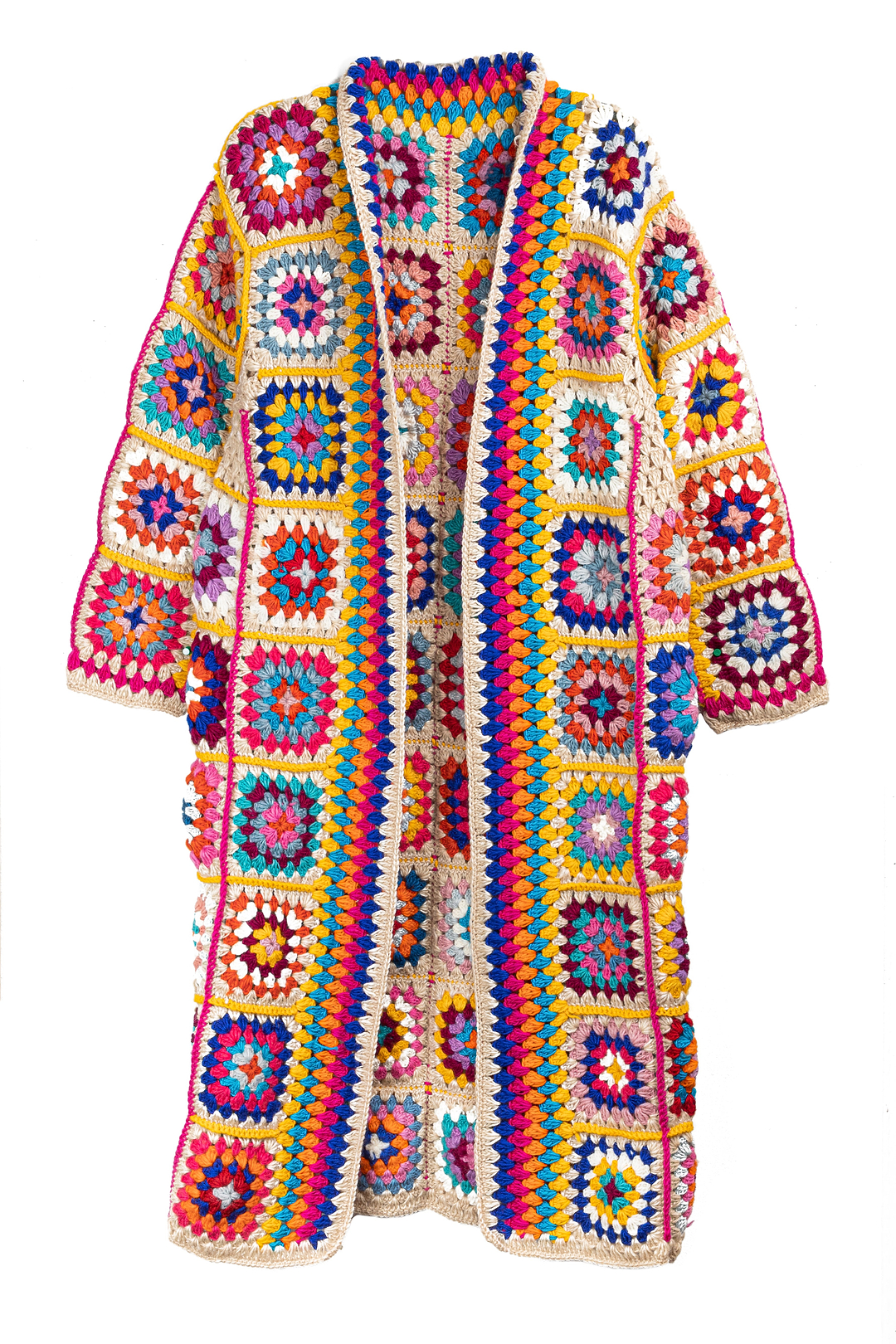 Crochet Multicolored Square Kimono