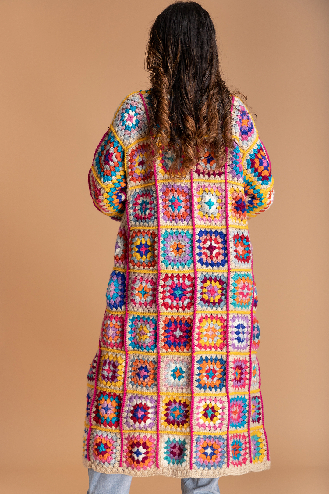 Crochet Multicolored Square Kimono