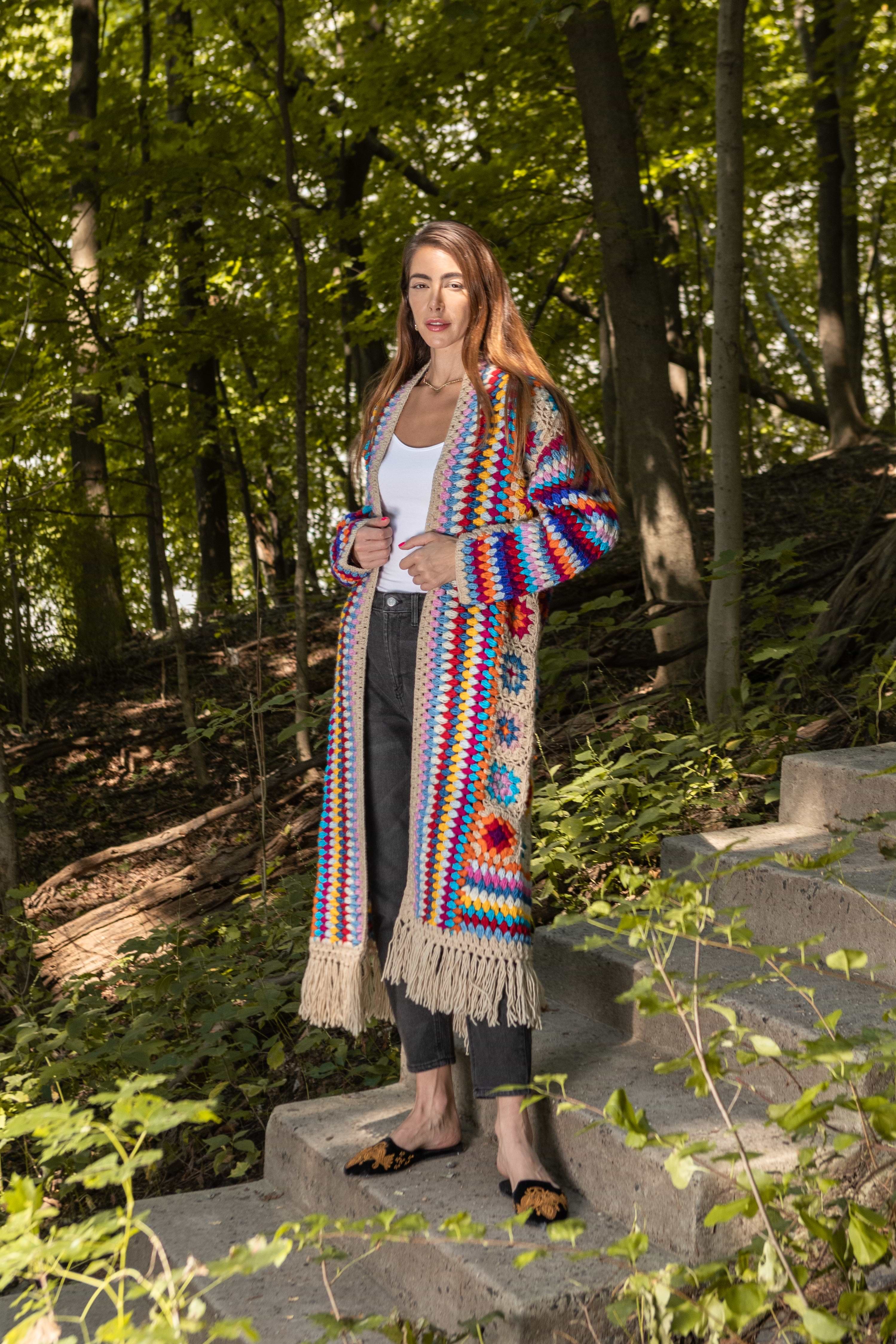 Fringed Crochet Kimono Long – SAACHI