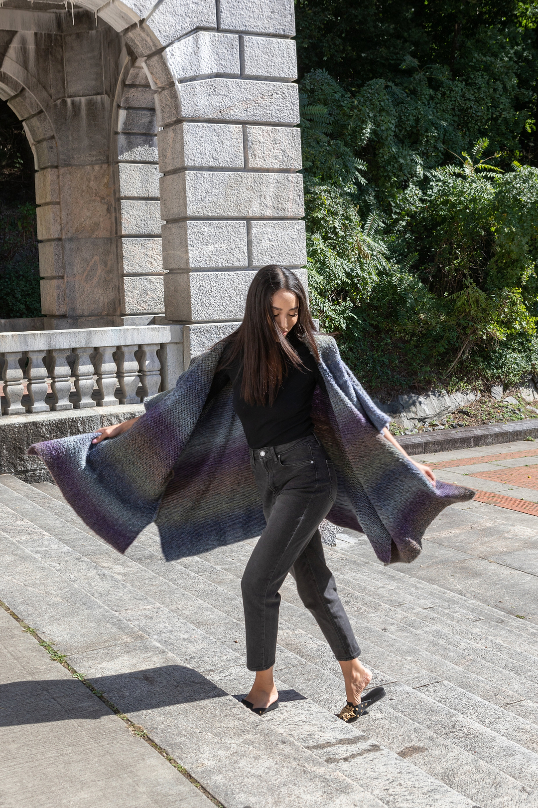 Hooded Kimono Multicolor Gradient