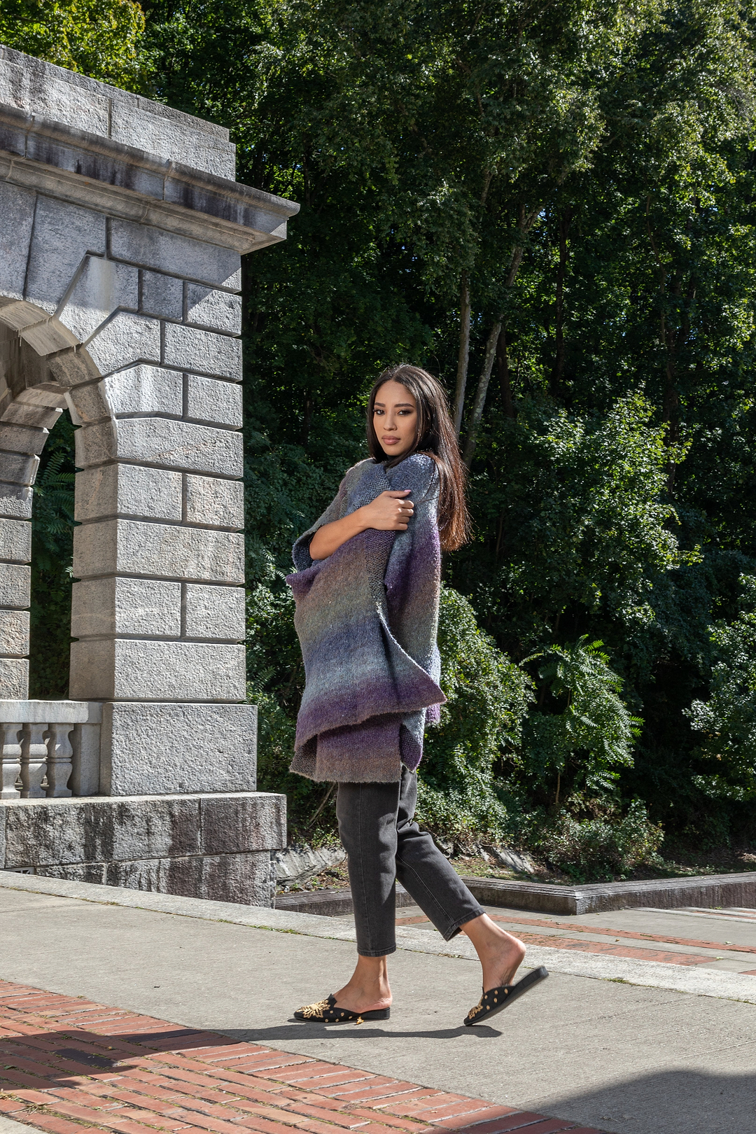 Hooded Kimono Multicolor Gradient