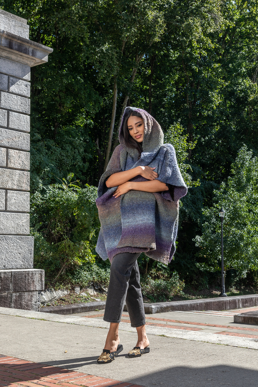 Hooded Kimono Multicolor Gradient