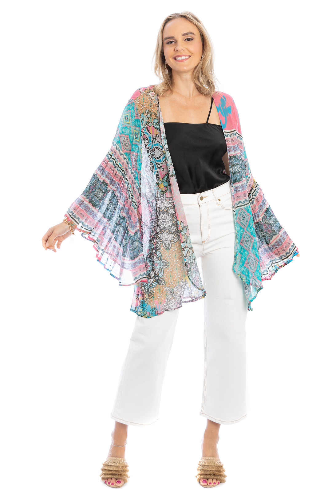 Mystical Garden Ruffle Sleeve Kimono