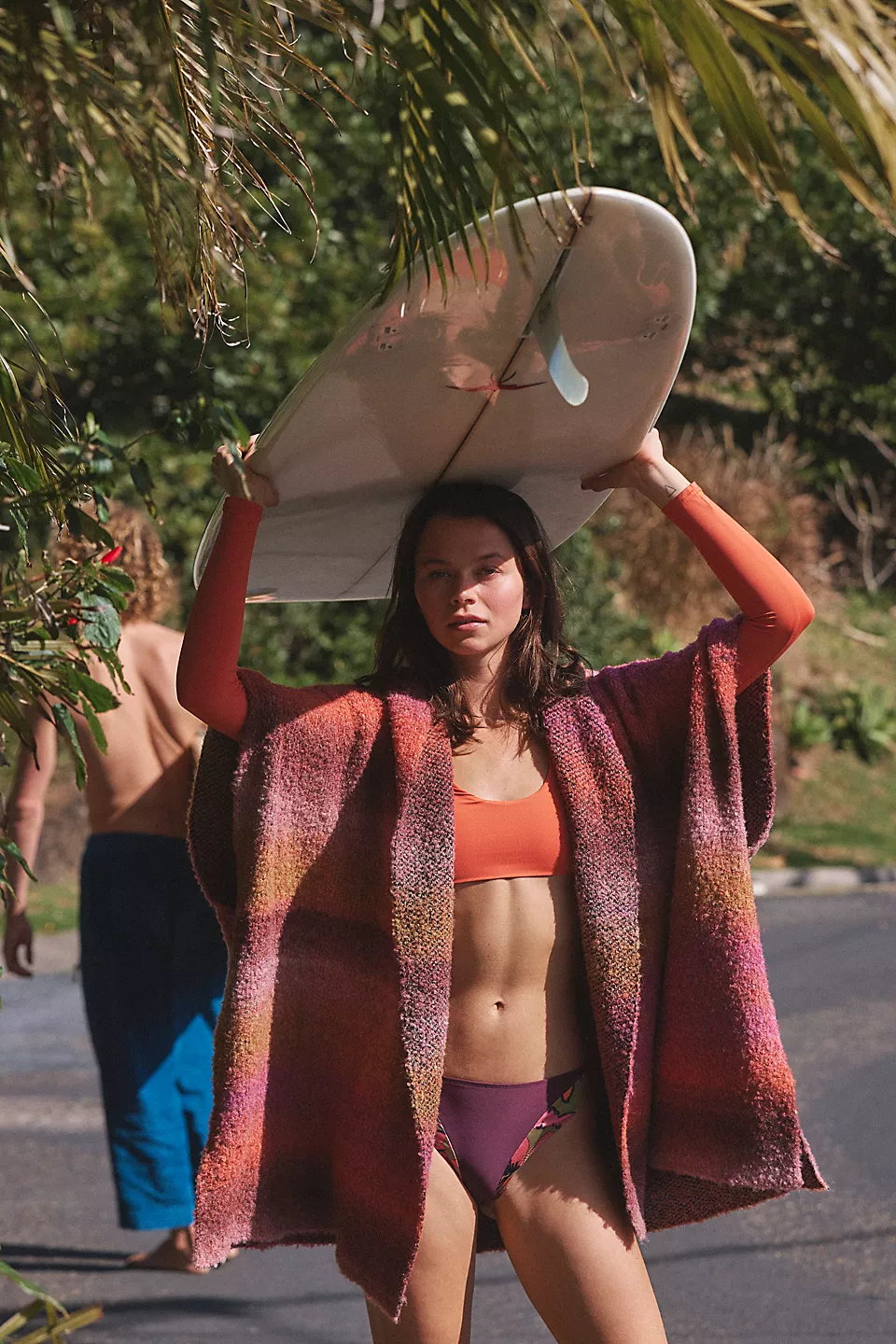 Hooded Kimono Multicolor Gradient