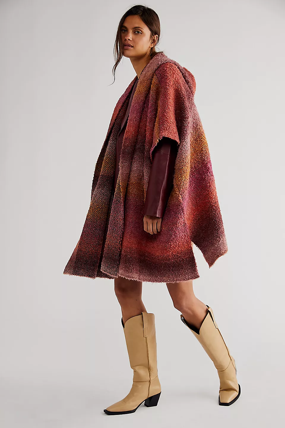 Hooded Kimono Multicolor Gradient