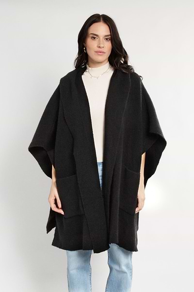 Oversized Hooded Kimono Black