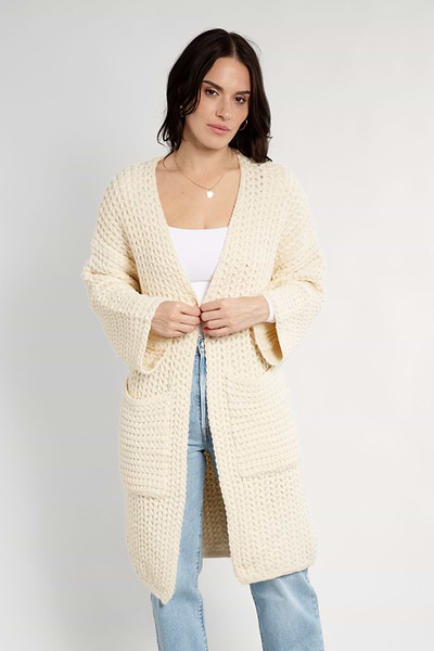 Nuli Cable Knit Kimono - SAACHI - Ivory / One Size — Fits All - Cardigan