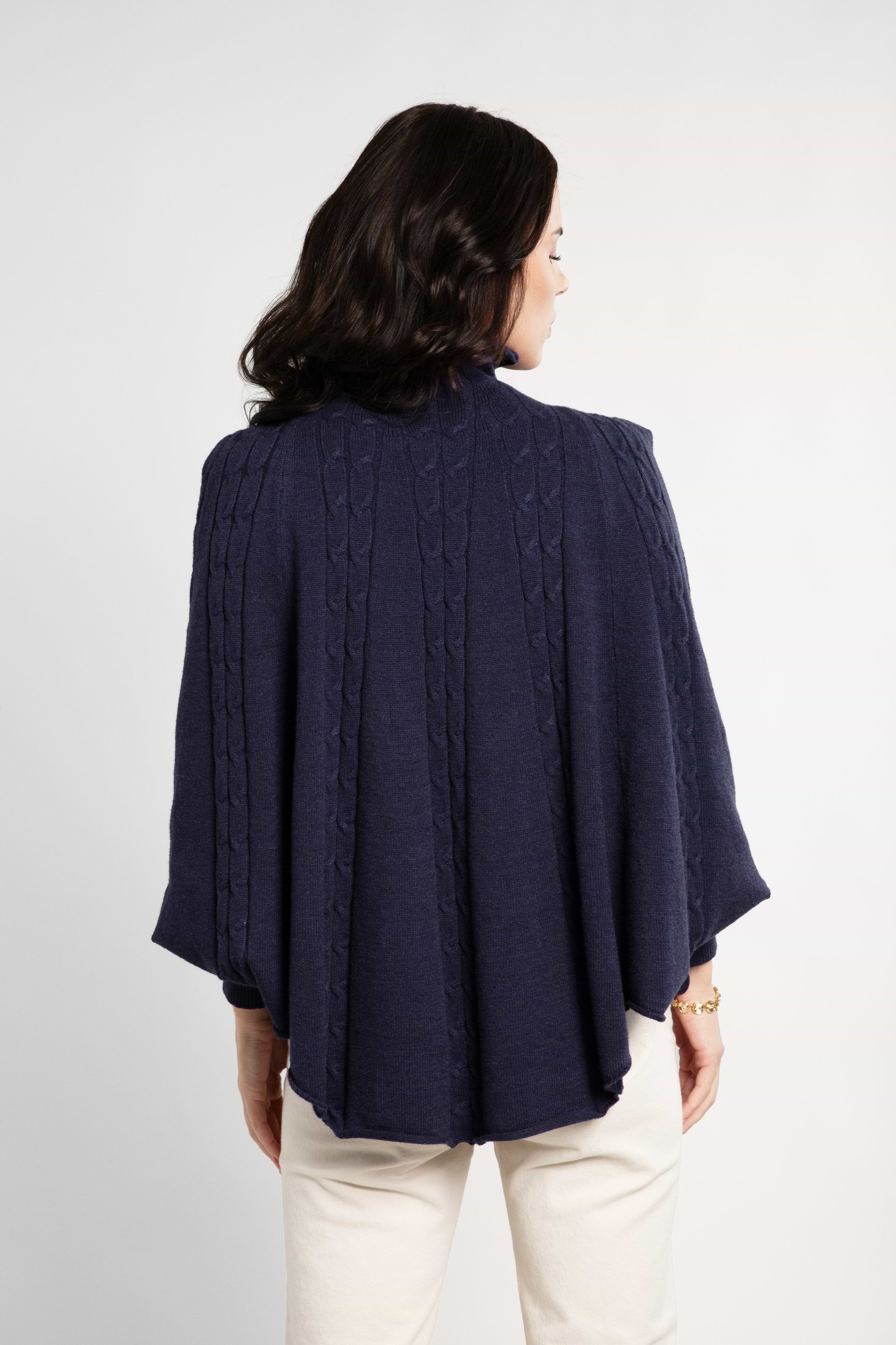 Spicy Sandia Women Turtleneck Poncho Sweater Cape Knit