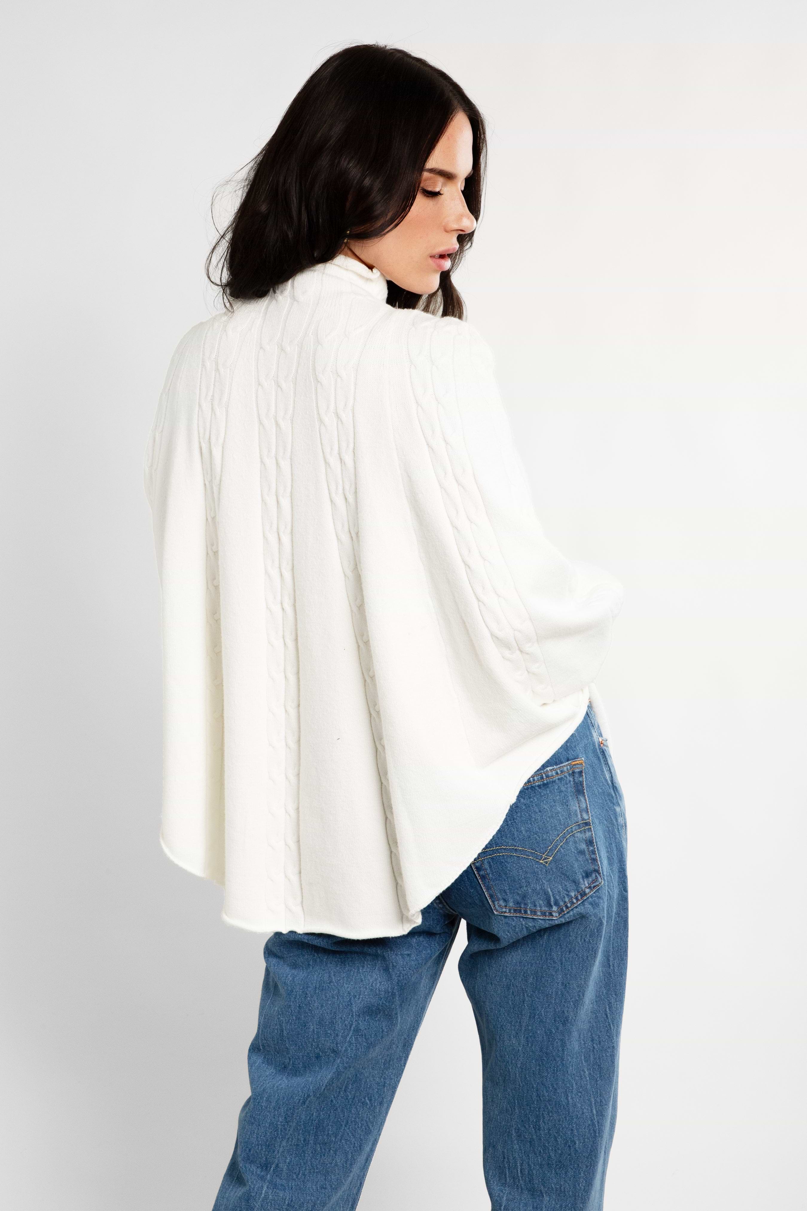 Spicy Sandia Women Turtleneck Poncho Sweater Cape Knit