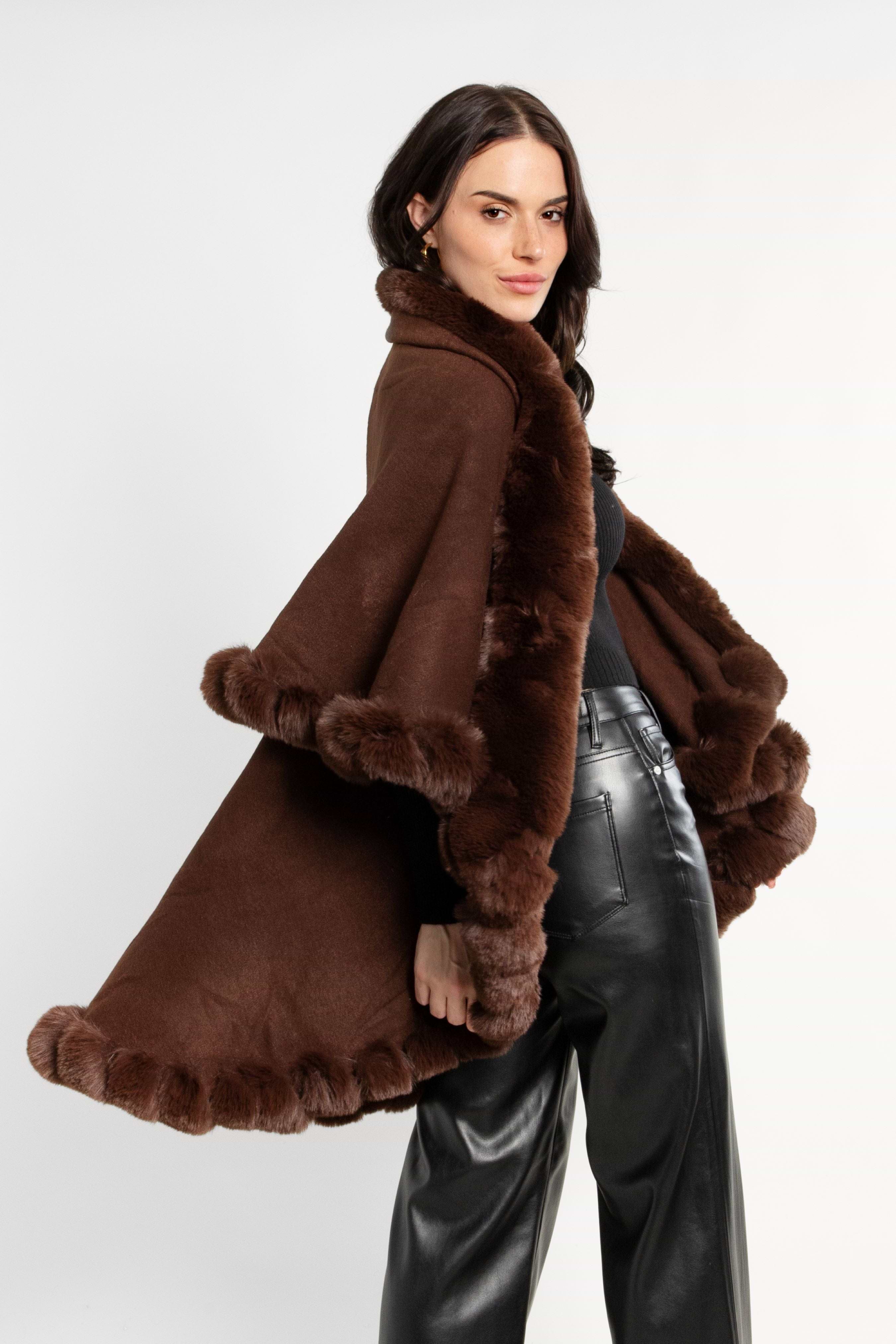 Layered Kimono Faux Fur Cape – SAACHI