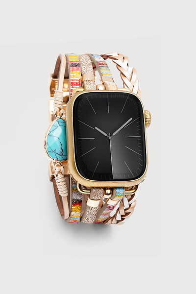 Cordelia Leather Apple Watch Band - SAACHI - Gold - Bracelet