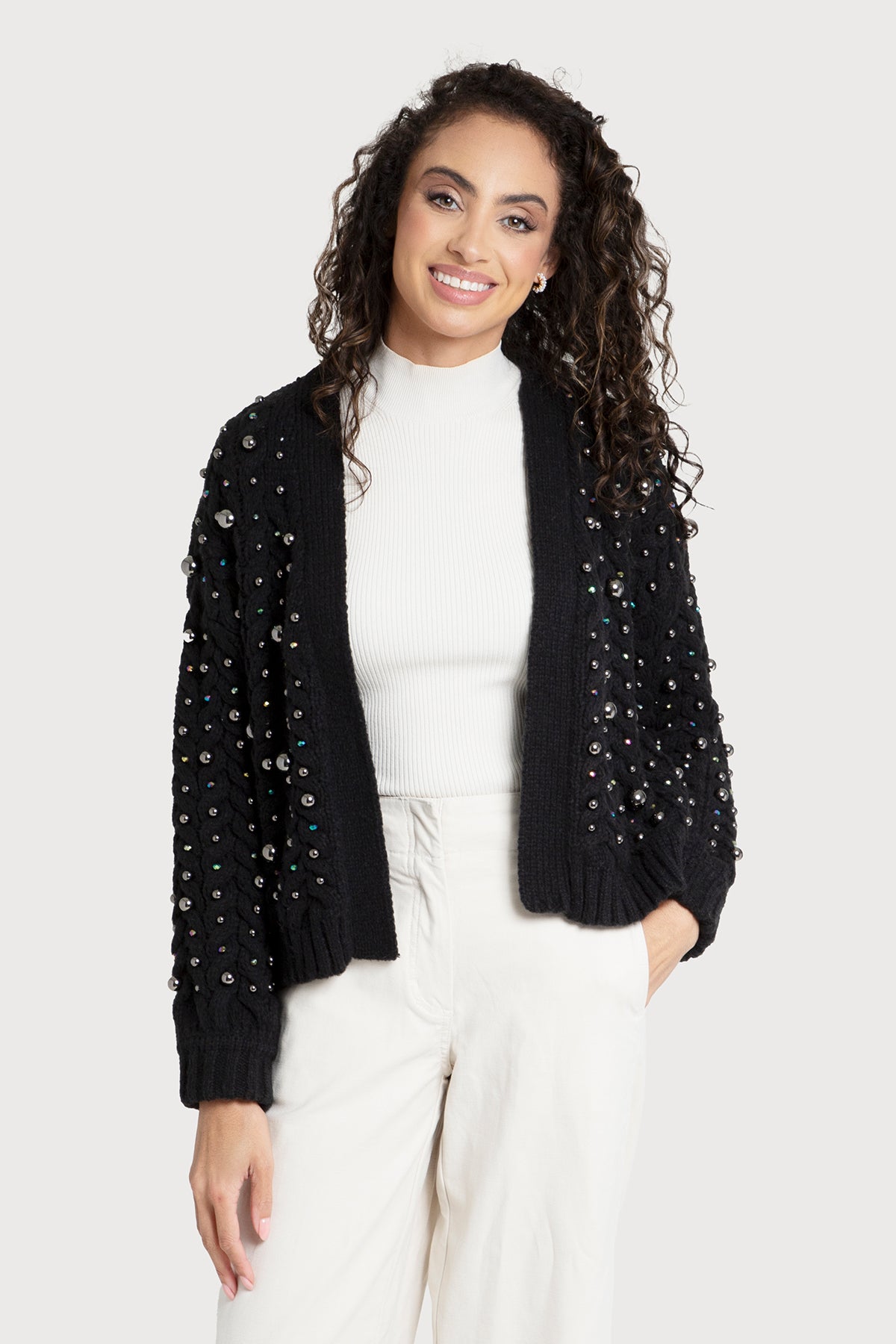 Party Pearl Cardigan Black