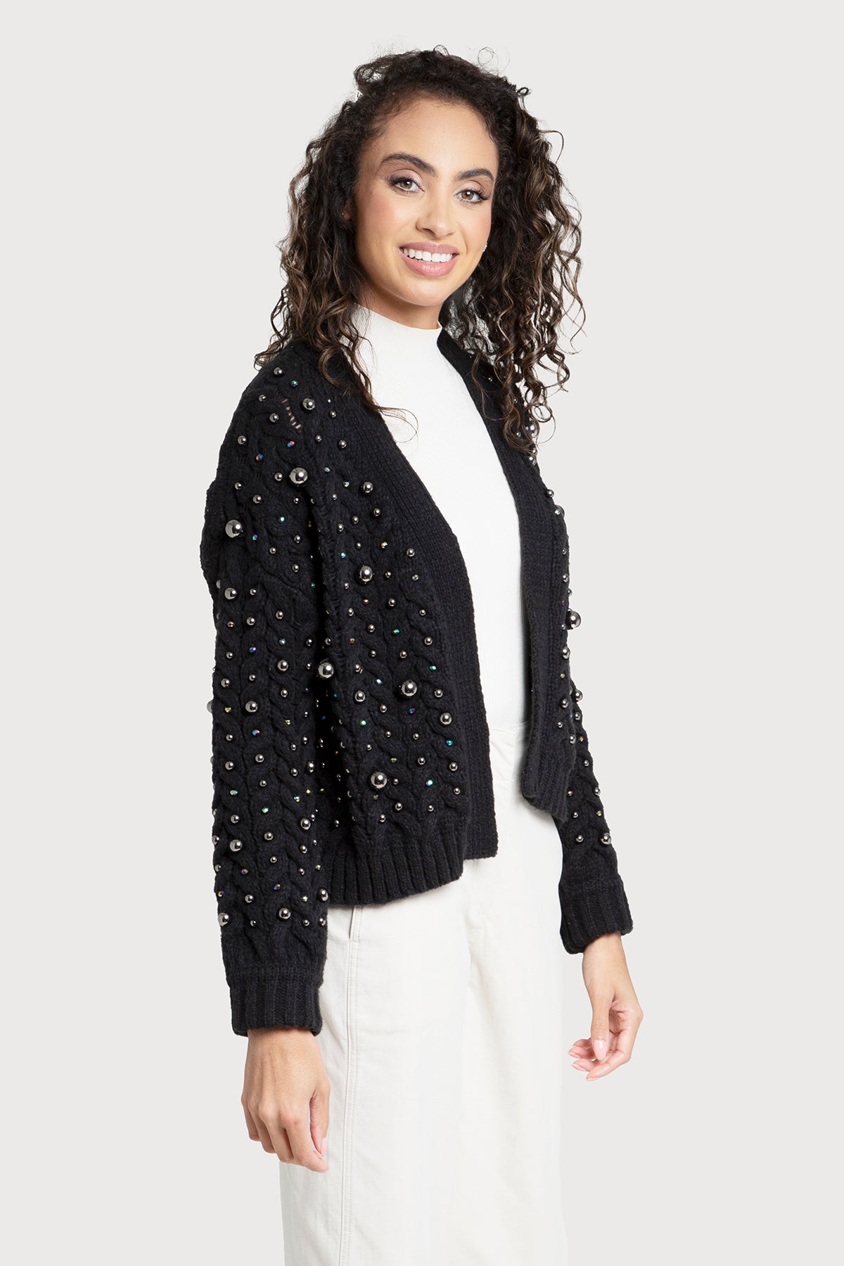 Party Pearl Cardigan Black