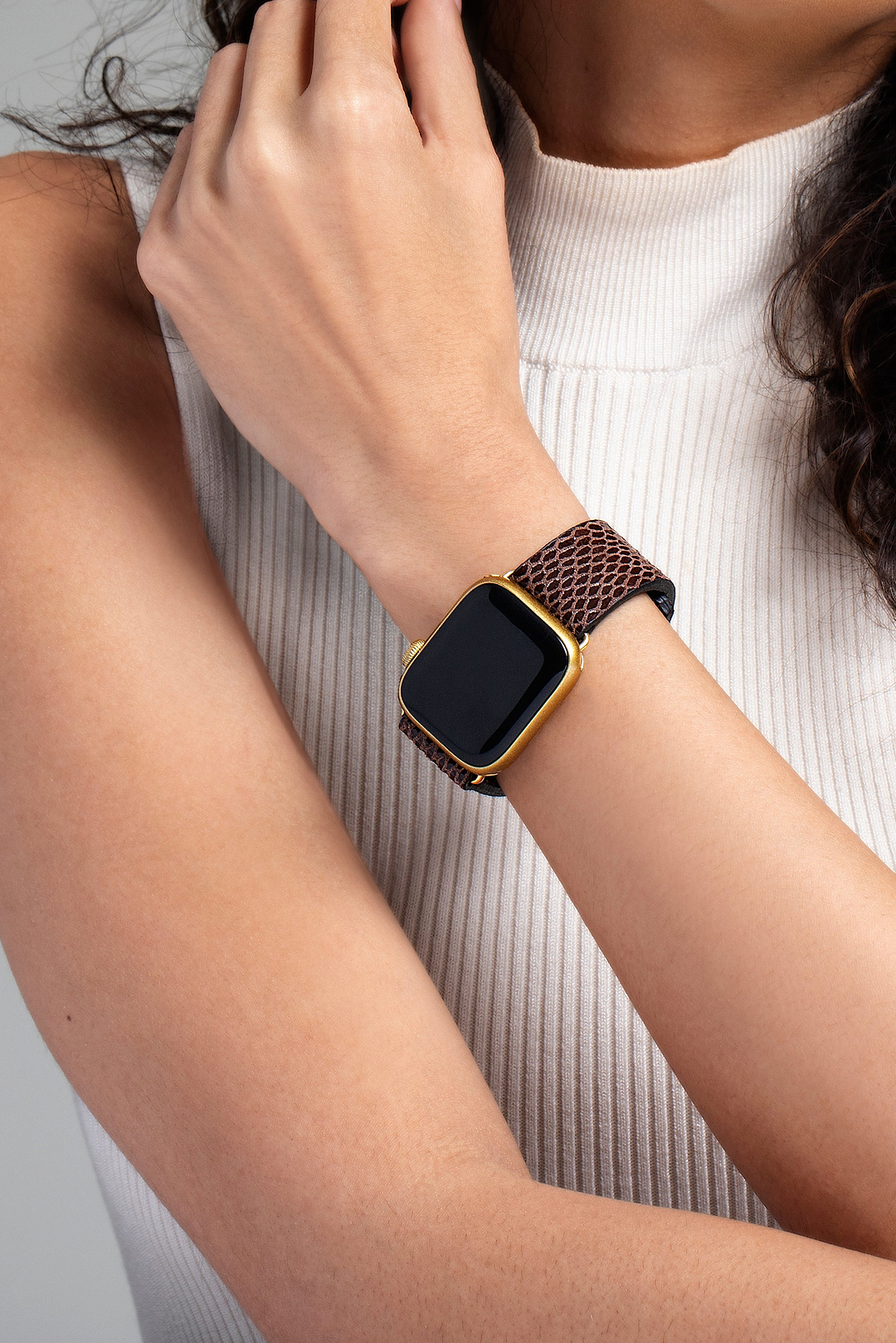 Snakeprint Embossed Leather Apple Watch Band