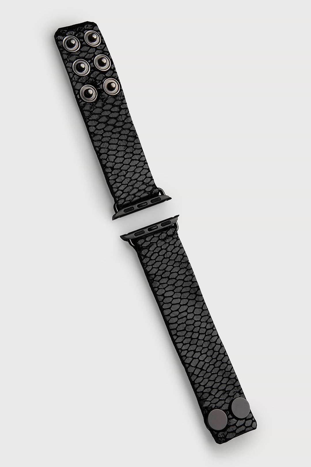 Fish Scale Leather Apple Watch Band Black