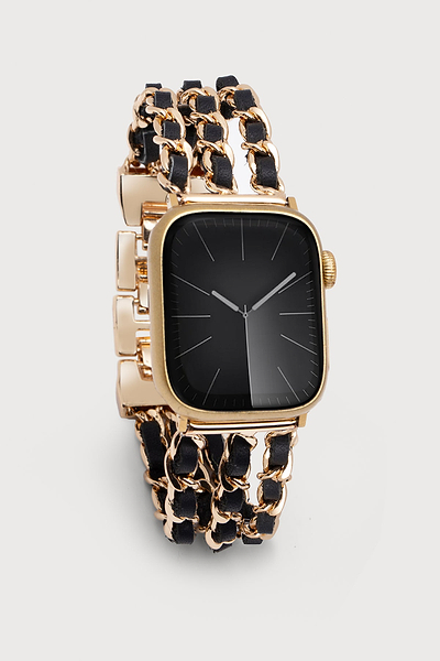 Leather Gold Chain Apple Watch Band - SAACHI