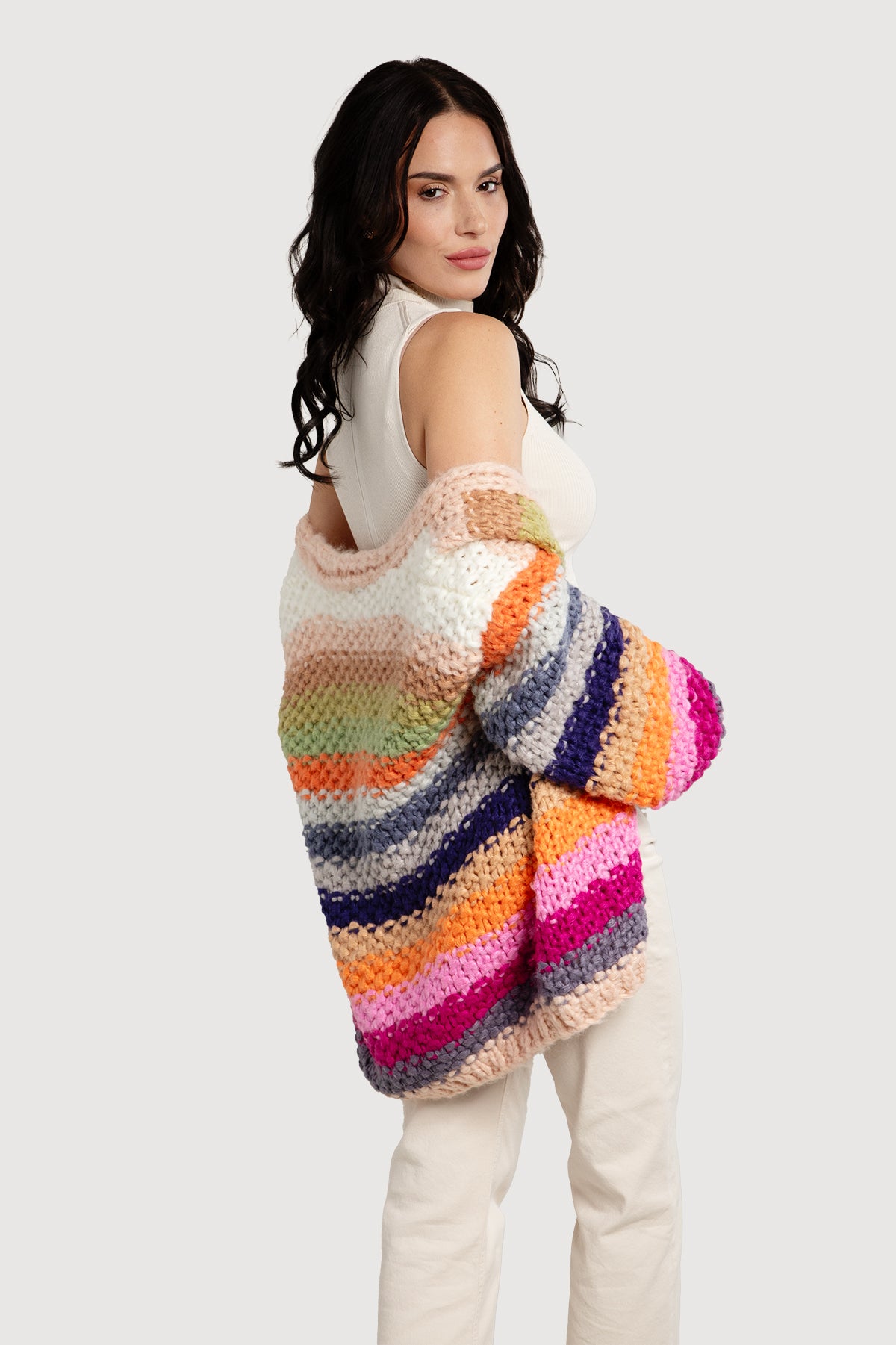 Rainbow Knitted Cardigan Light Multi