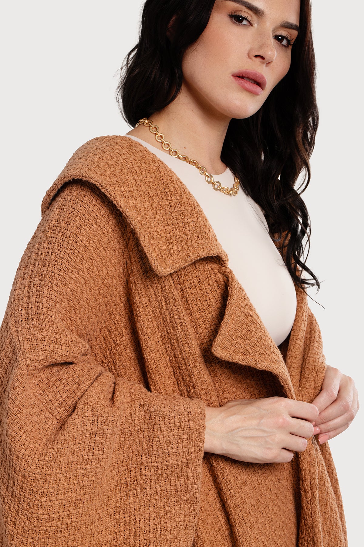 Comfy Oversized Waffle Knit Collared Jacket – SAACHI