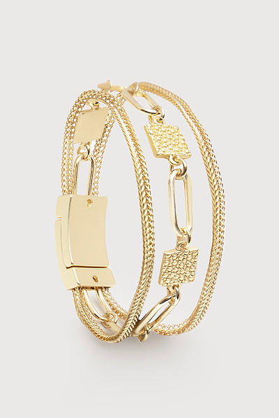 Chain Link Hammered Bracelet Gold