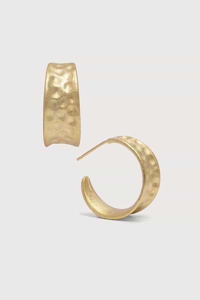 Hammered Hoop Earrings Gold
