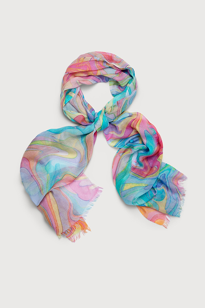 Multicolored Marbled Scarf - SAACHI - Light Multi - Scarves
