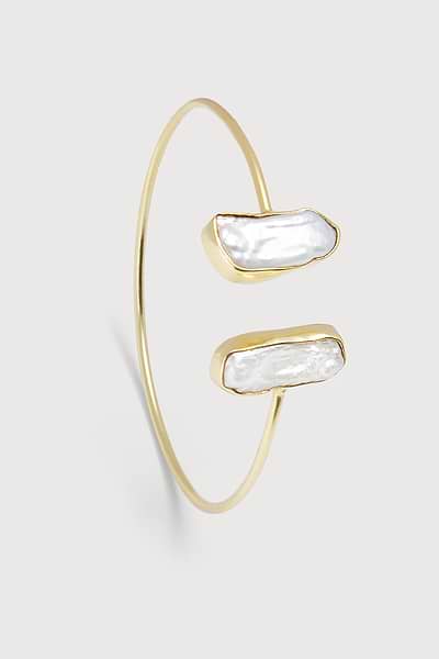 Cascading Freshwater Pearl Cuff Gold
