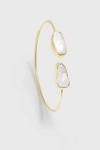 Double-Sided Freshwater Pearl Cuff Gold
