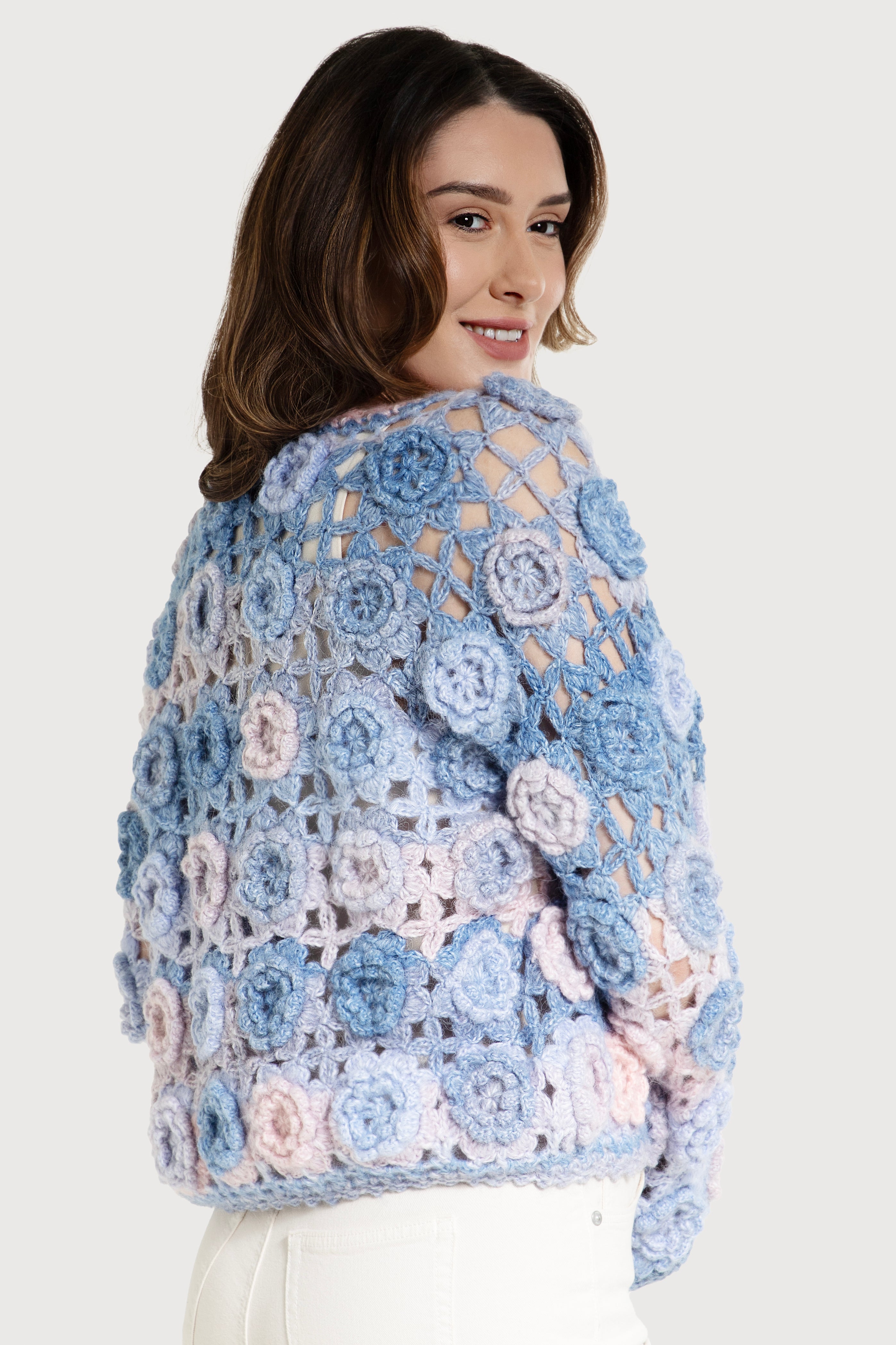 Crochet Floral Pattern Cardigan – SAACHI Crochet Floral Pattern Cardigan – SAACHI